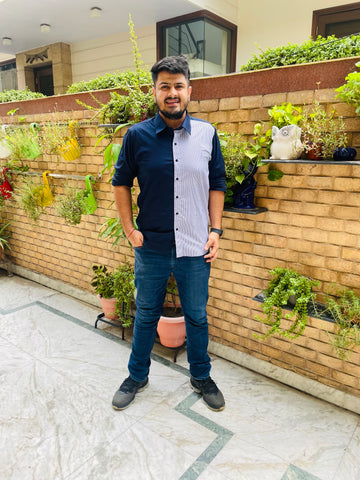 Blue White Cotton Shirt