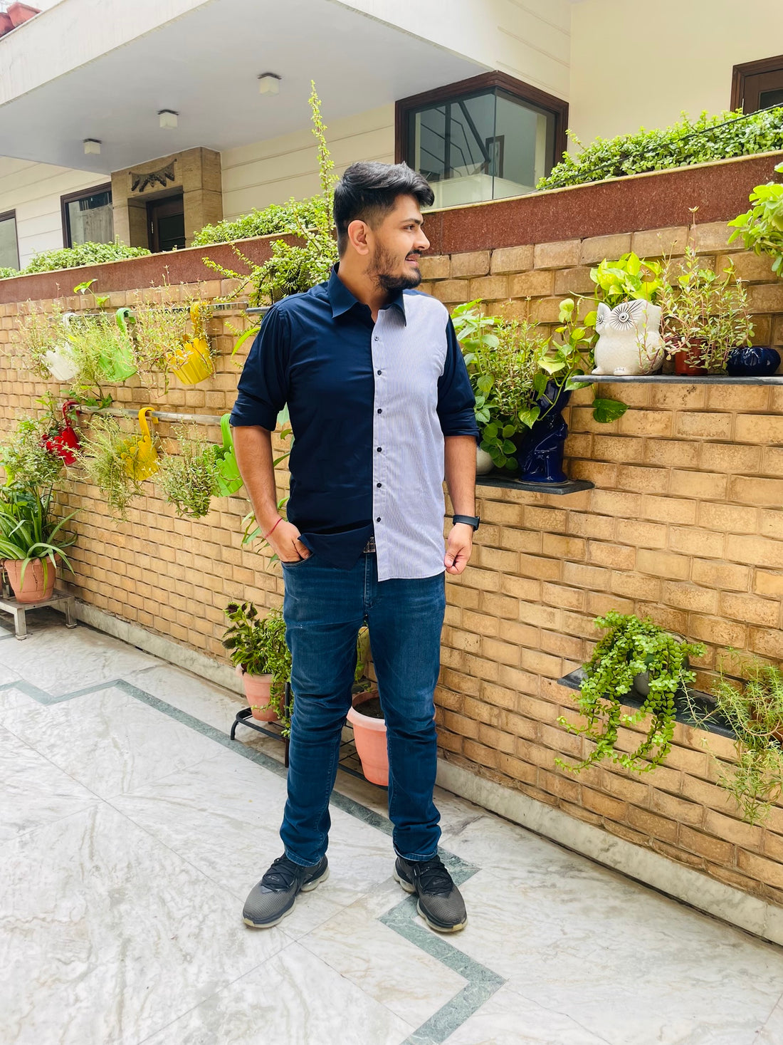 Blue White Cotton Shirt