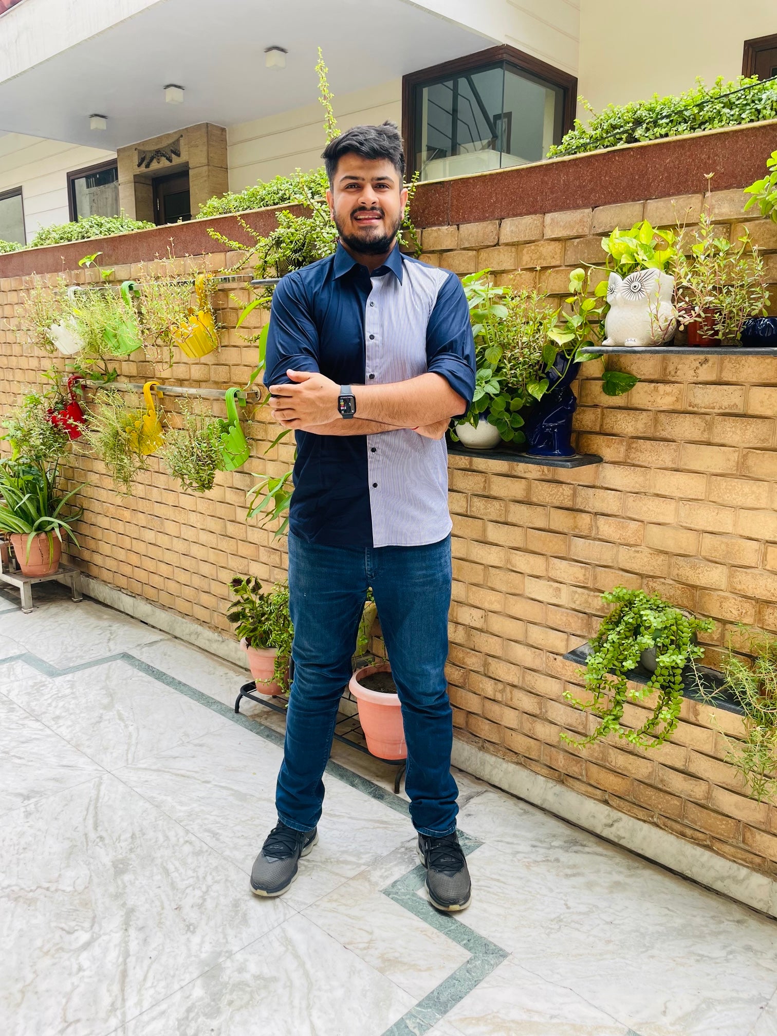 Blue White Cotton Shirt