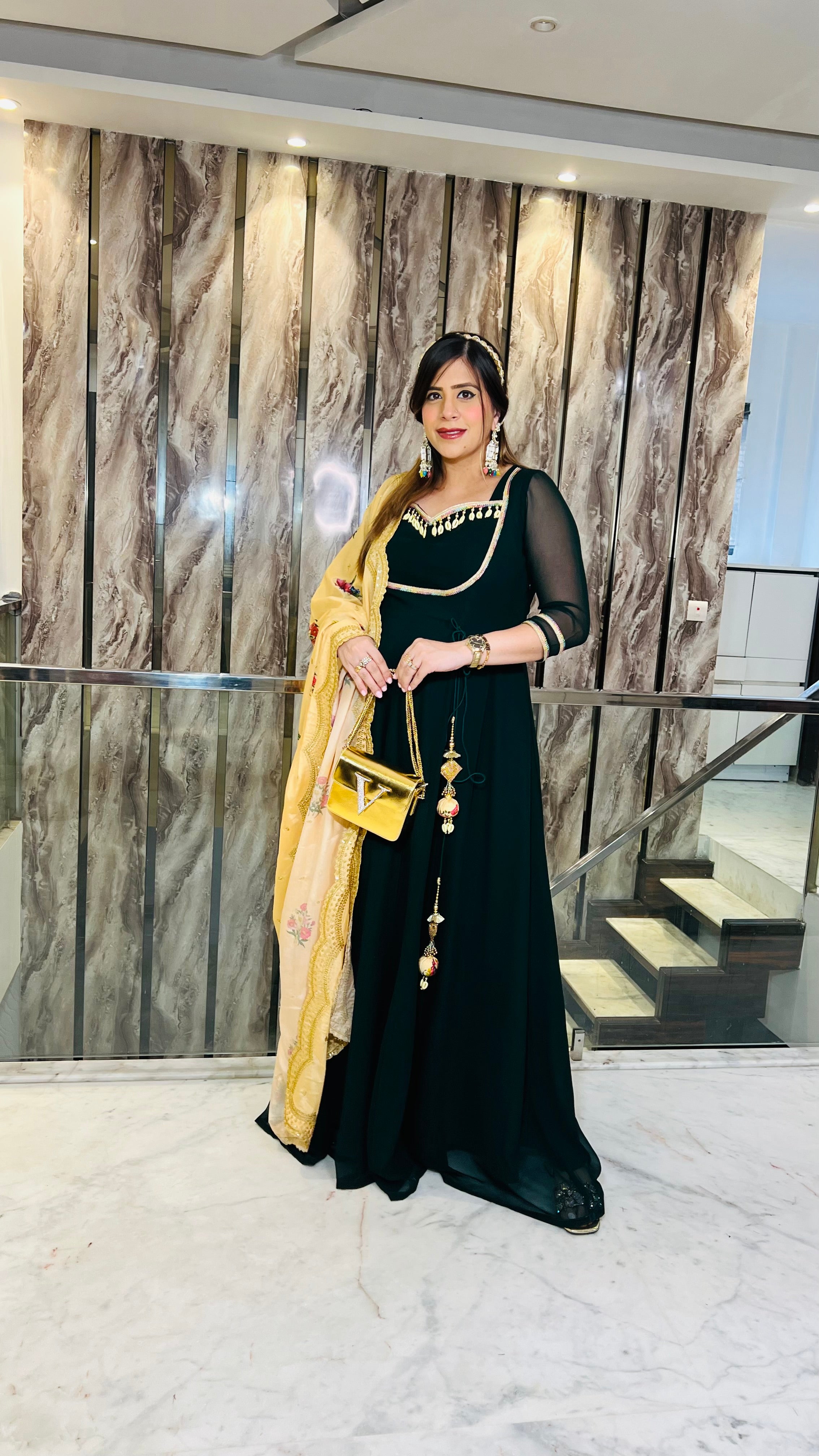 Bottle Green Summer Mehendi Anarkali