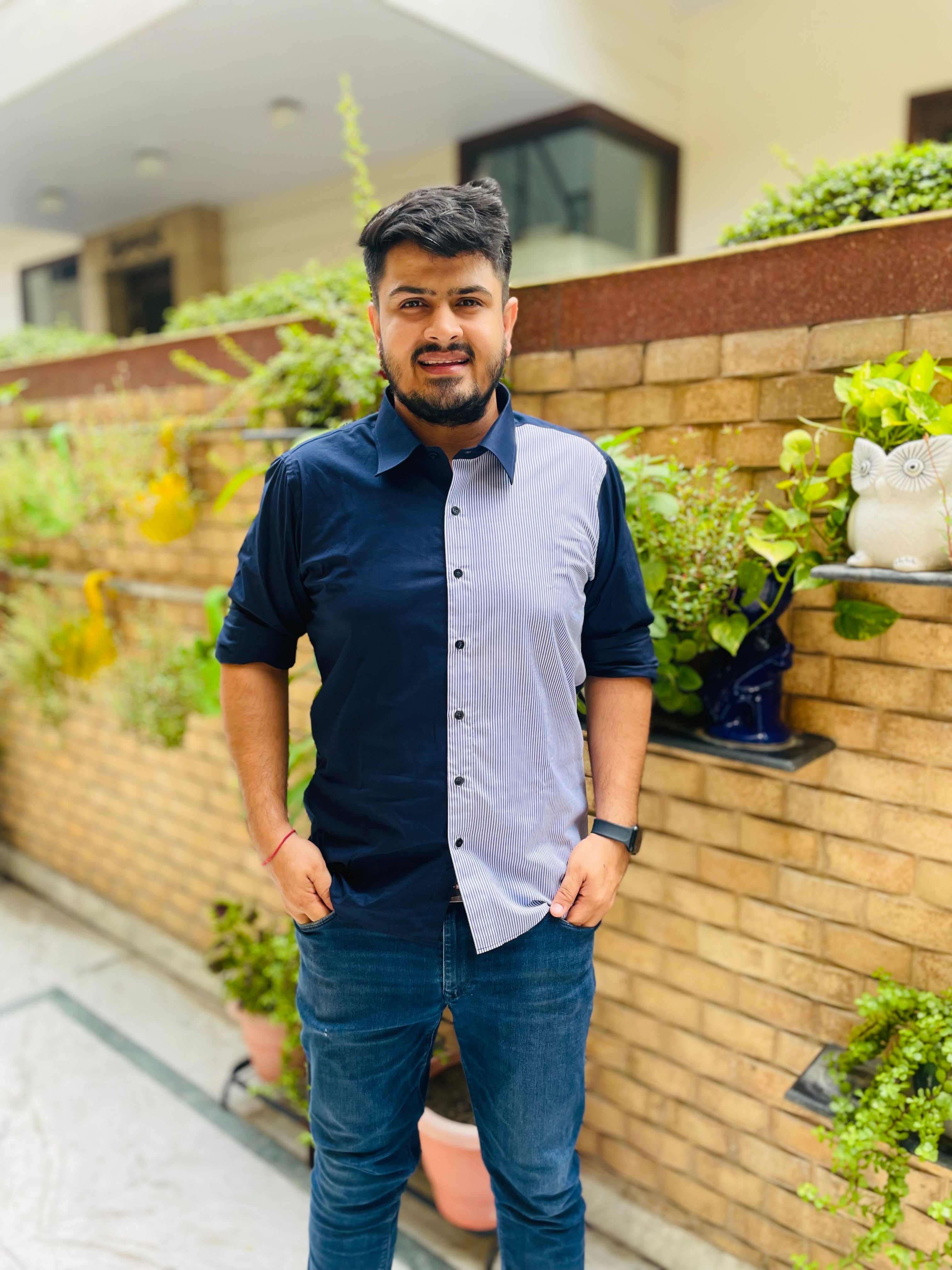 Blue White Cotton Shirt