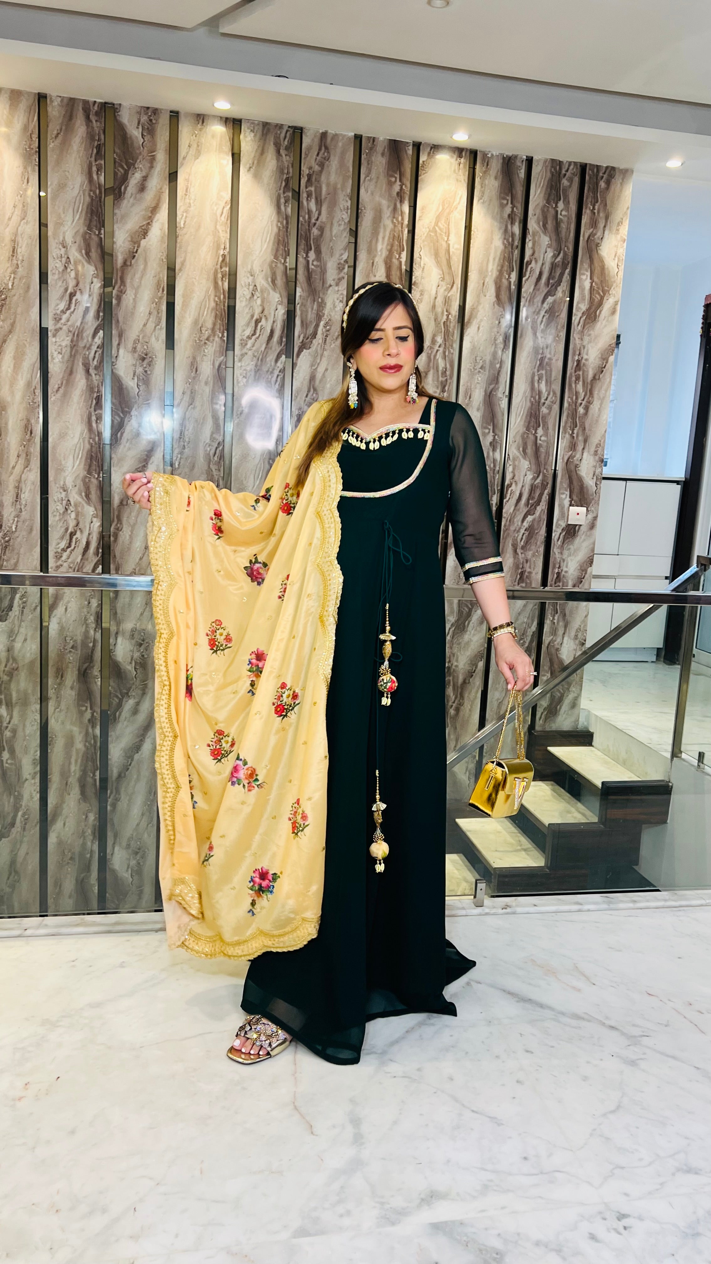 Bottle Green Summer Mehendi Anarkali