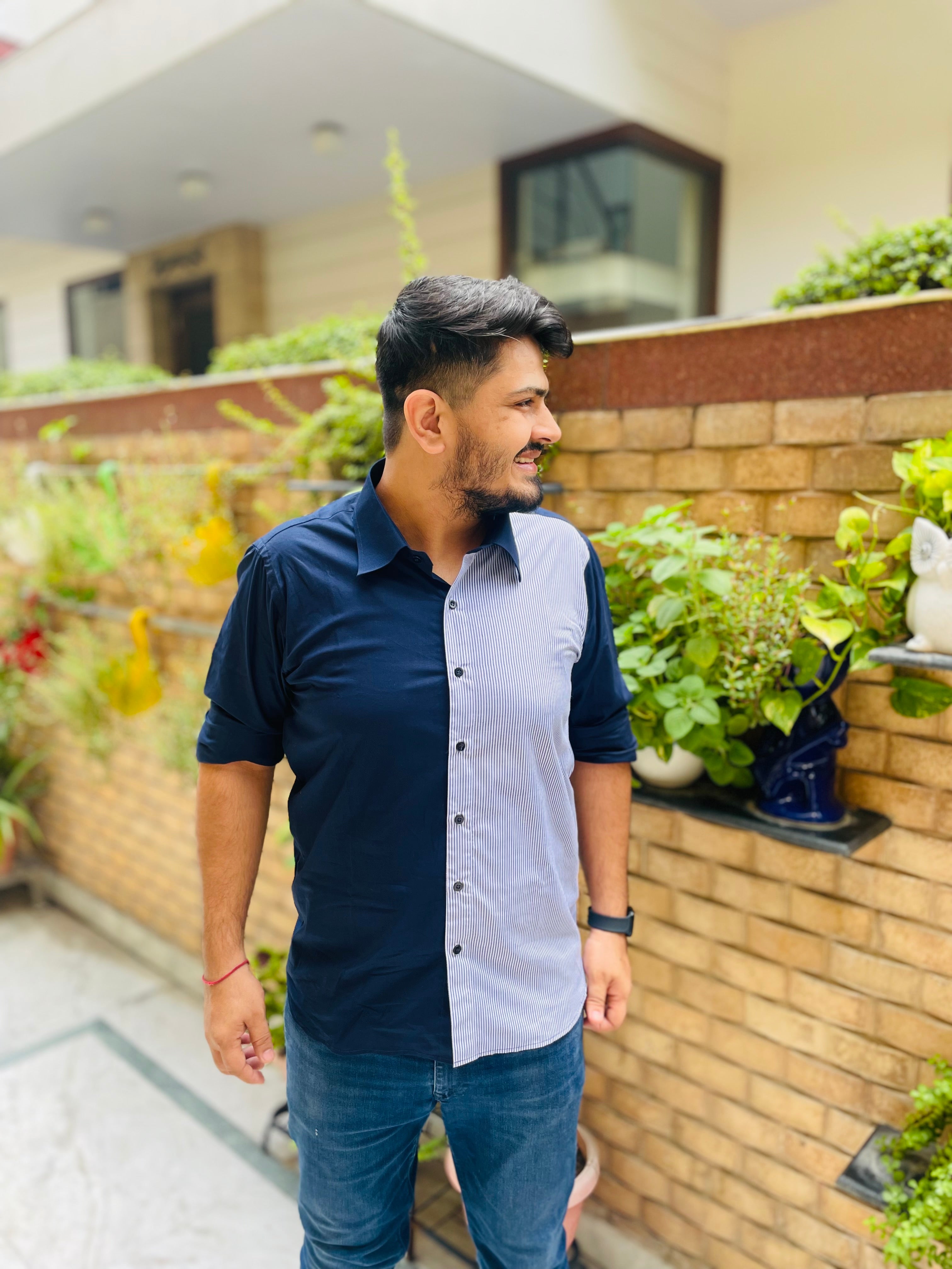 Blue White Cotton Shirt