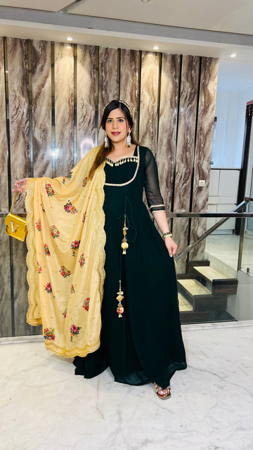 Bottle Green Summer Mehendi Anarkali