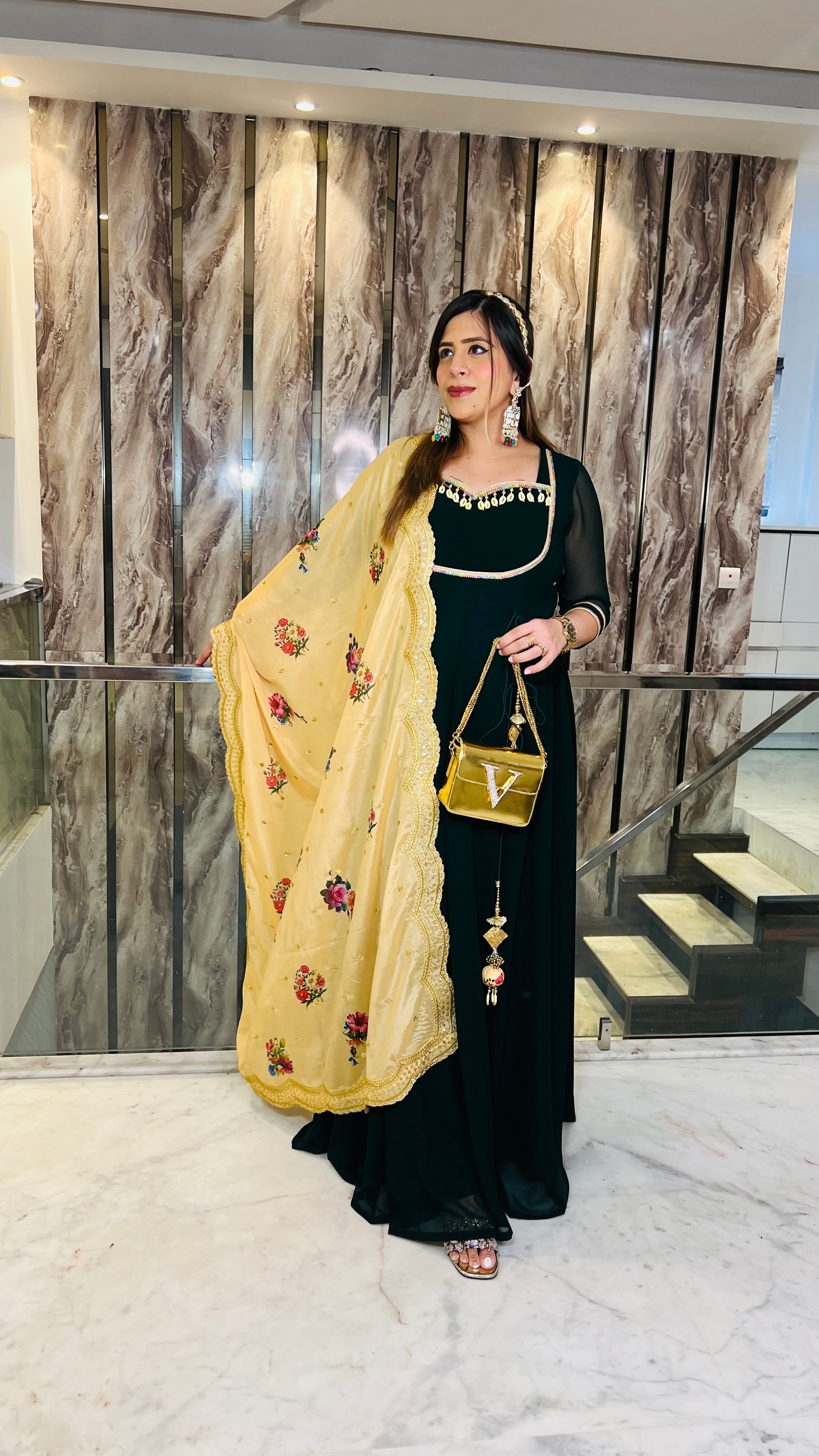 Bottle Green Summer Mehendi Anarkali