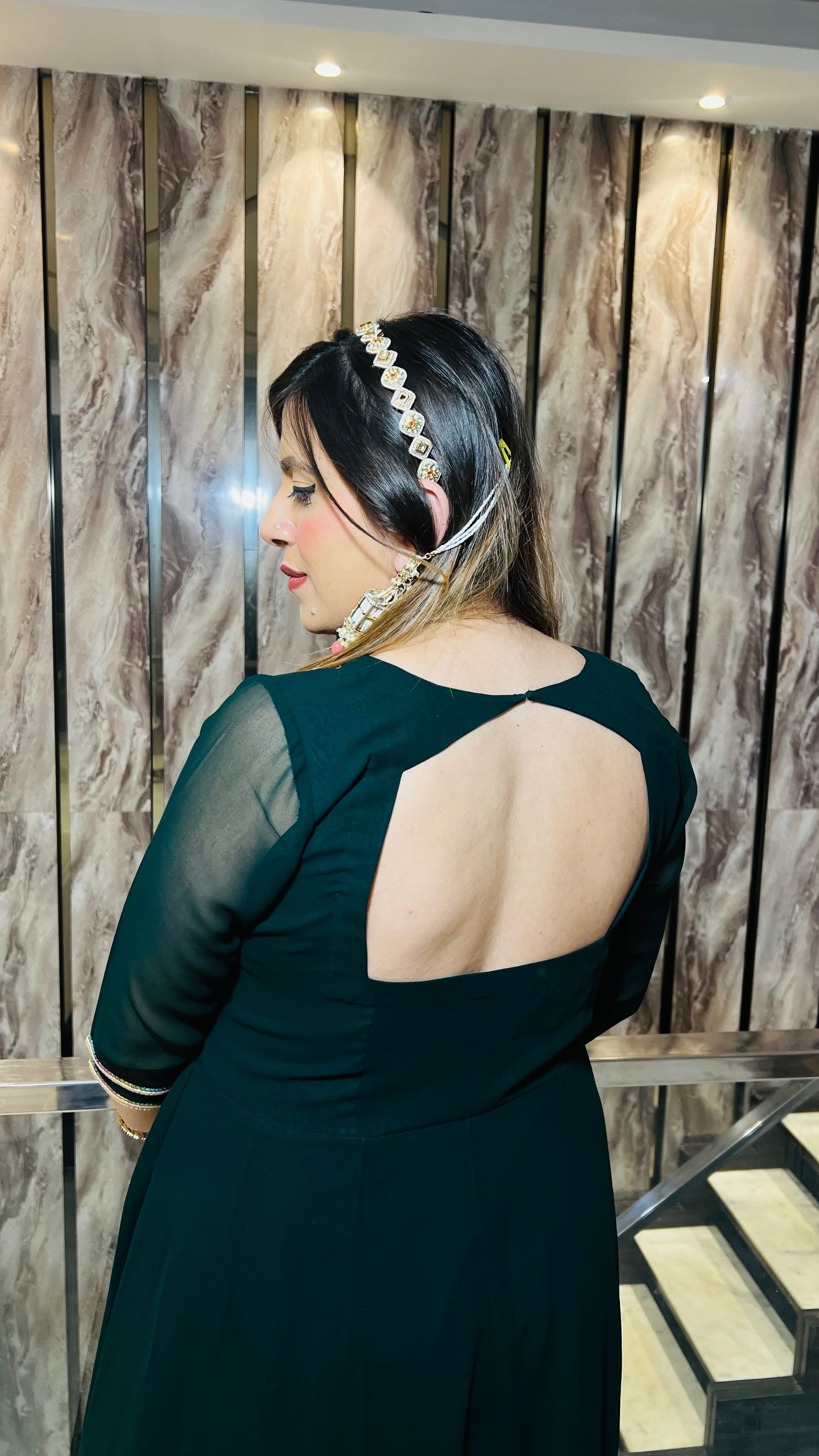 Bottle Green Summer Mehendi Anarkali