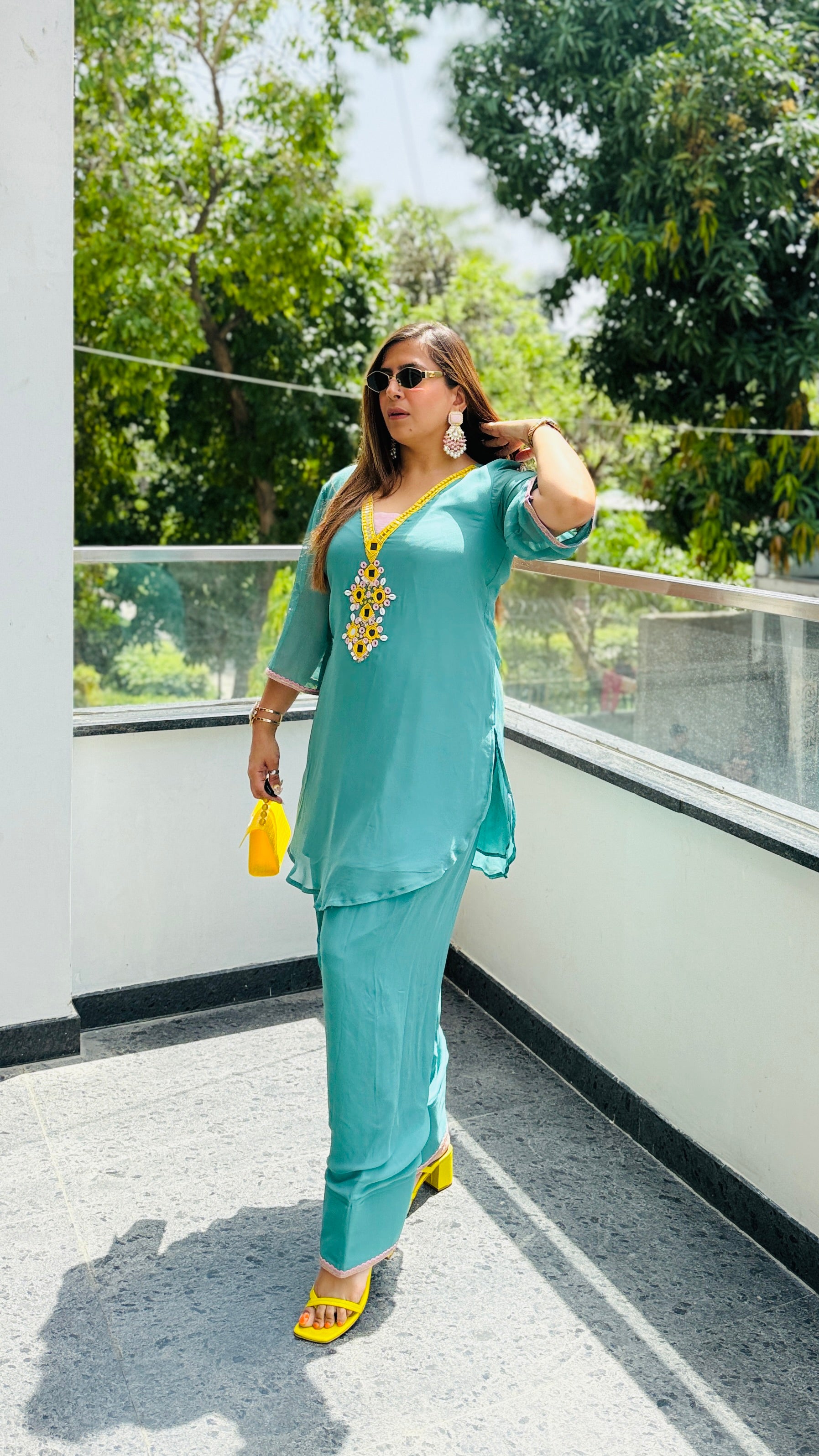 Sea Green Farshi Salwar Co-Ord