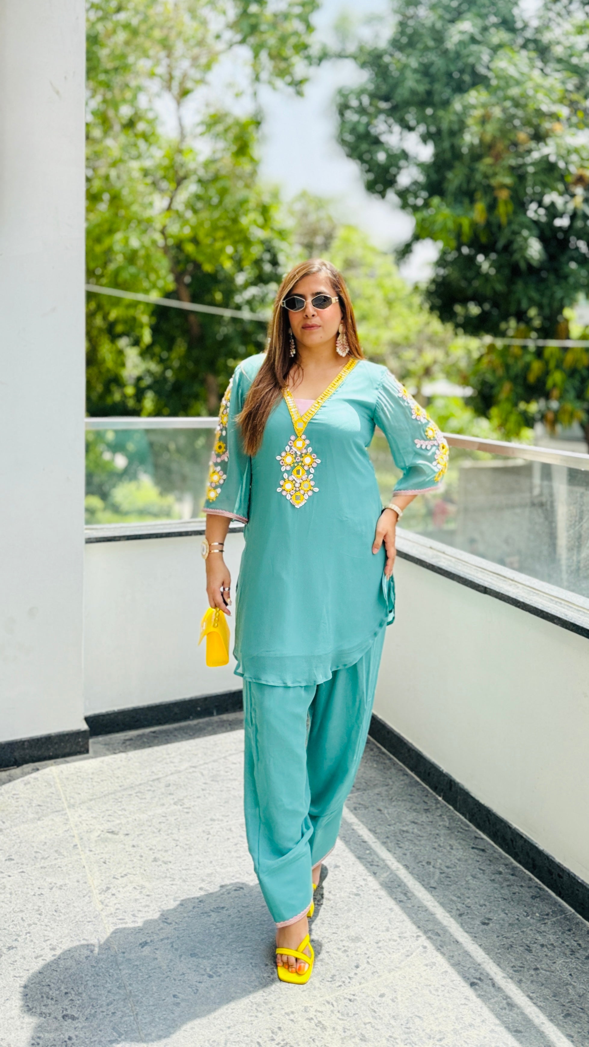 Sea Green Farshi Salwar Co-Ord