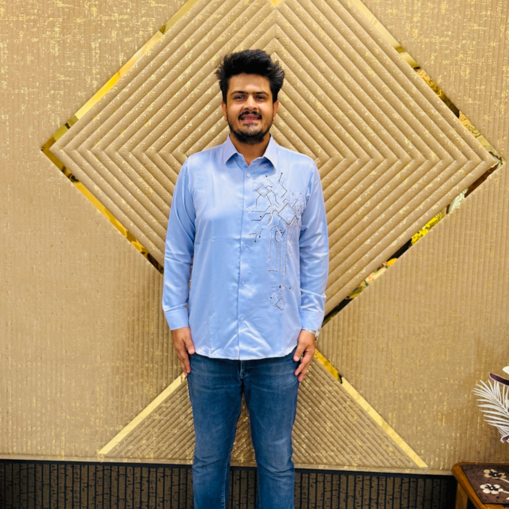 Powder Blue Embroidered Shirt