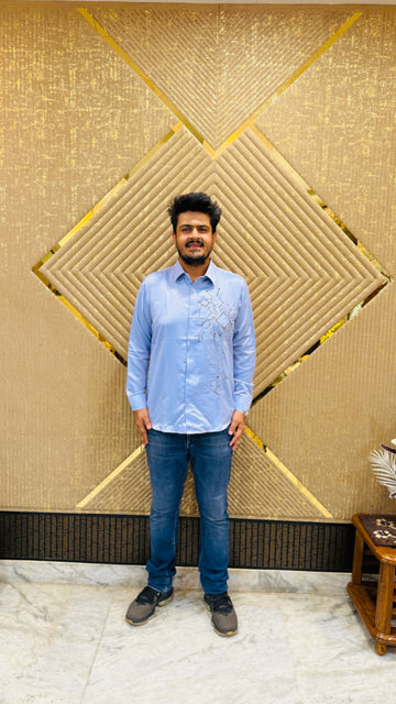 Powder Blue Embroidered Shirt