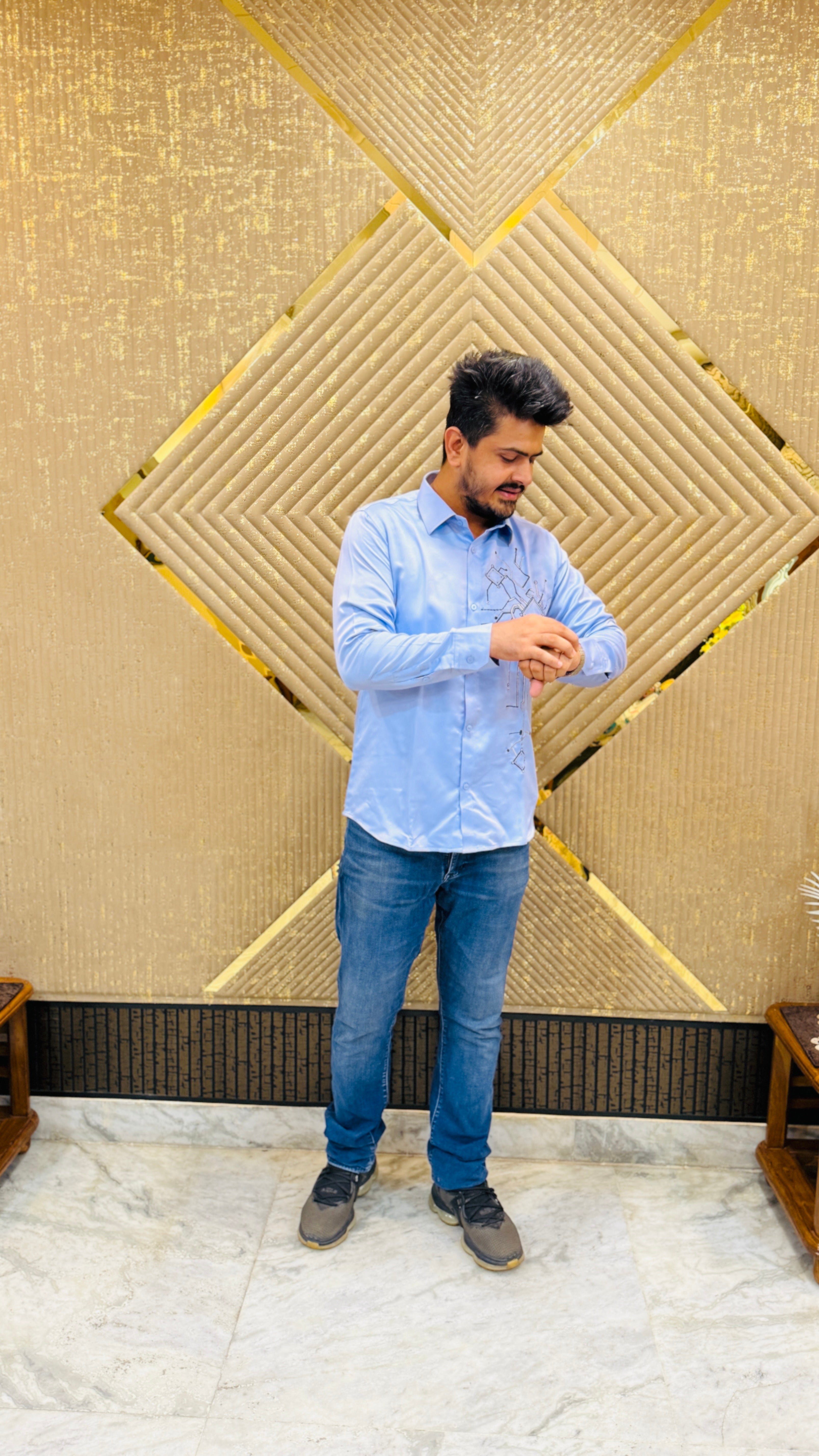 Powder Blue Embroidered Shirt