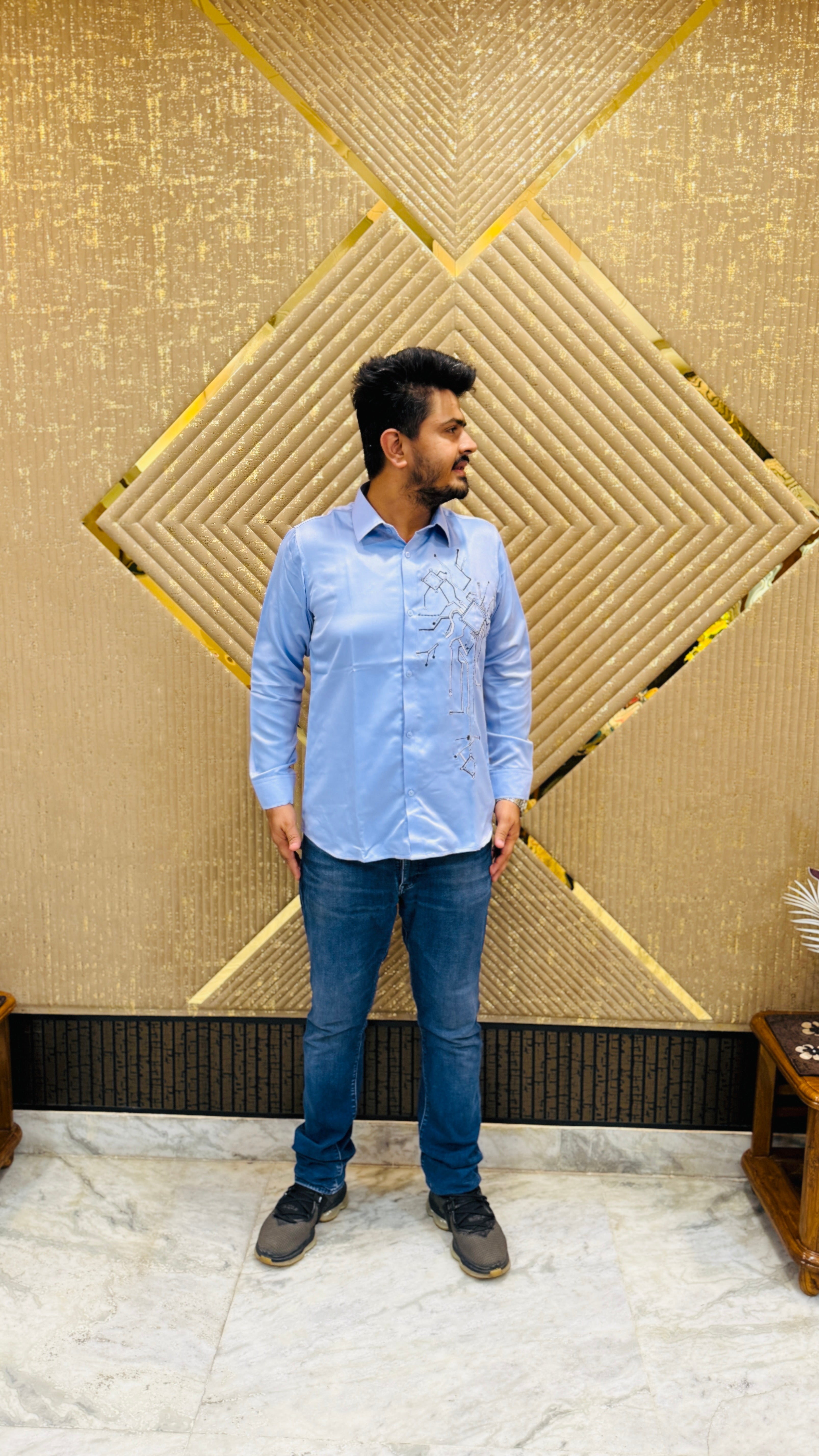 Powder Blue Embroidered Shirt