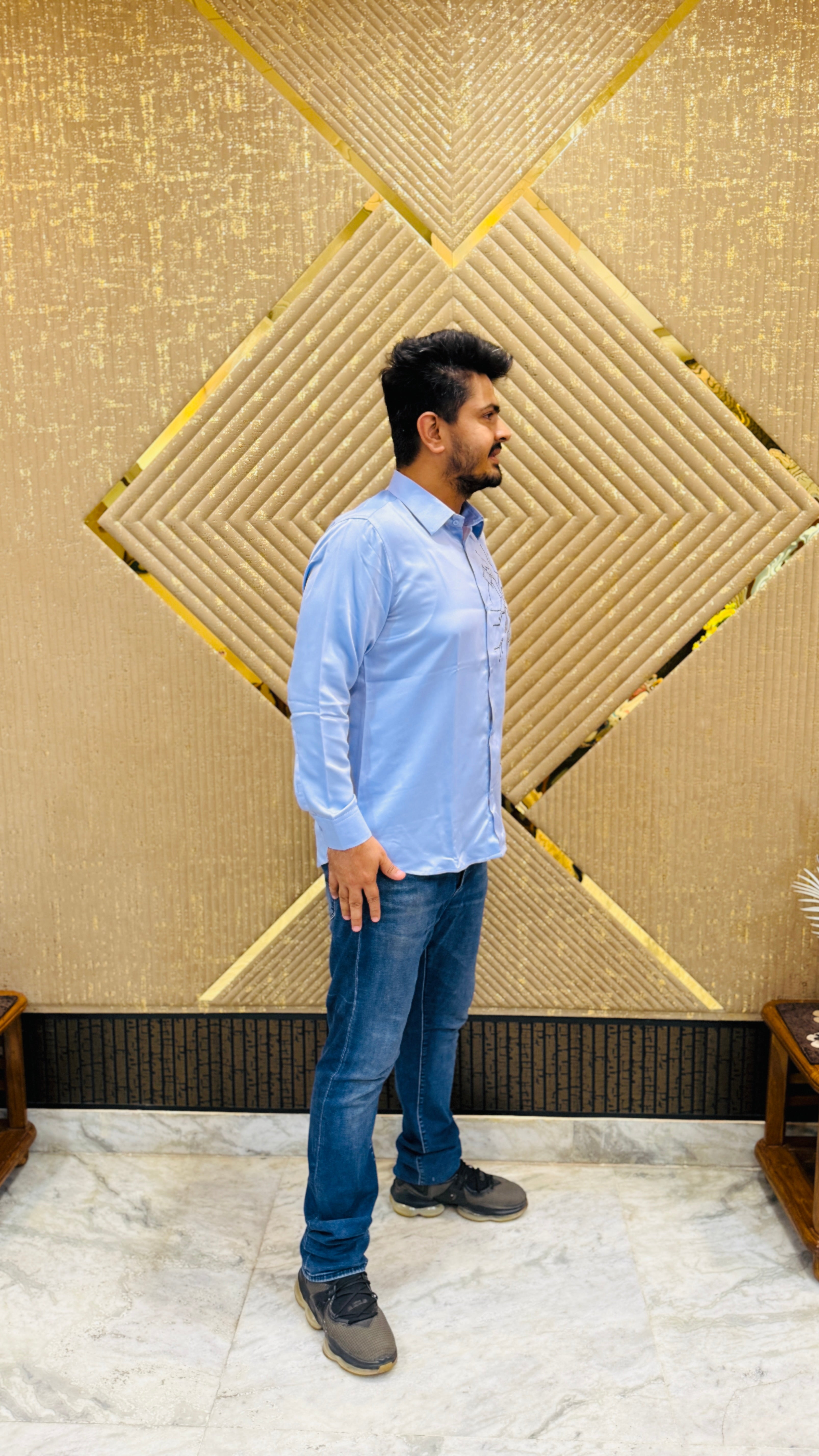 Powder Blue Embroidered Shirt