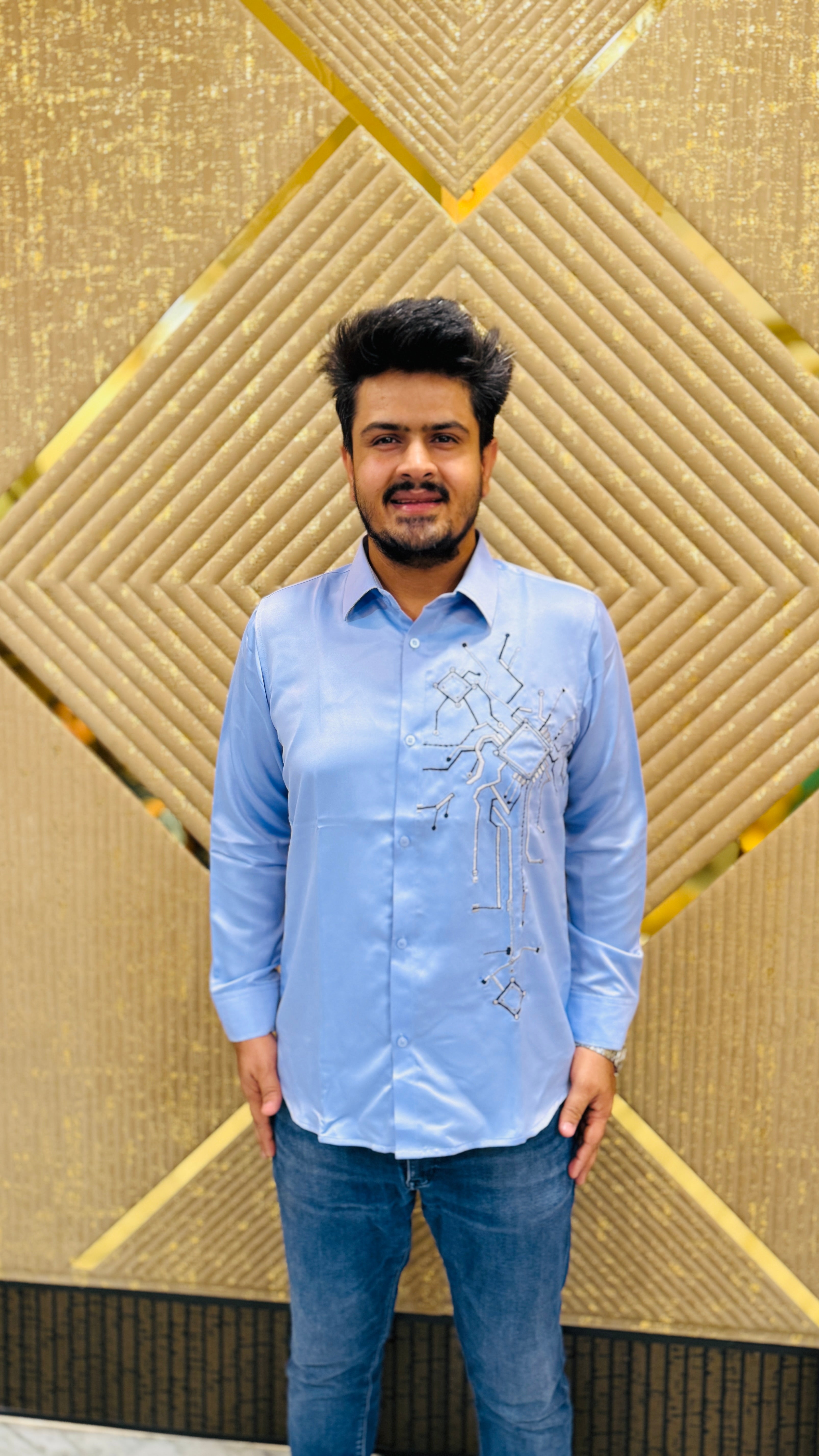 Powder Blue Embroidered Shirt