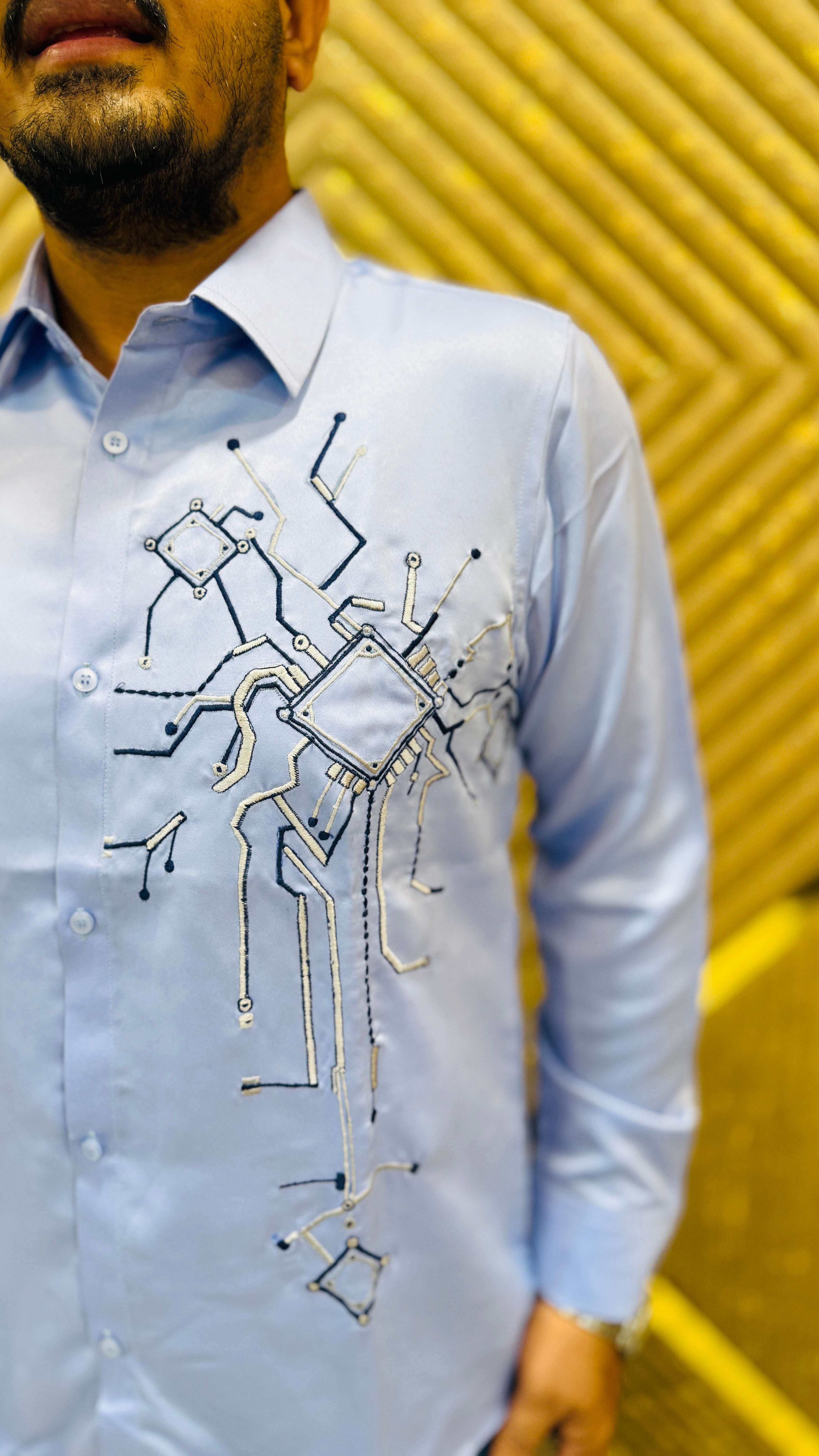 Powder Blue Embroidered Shirt