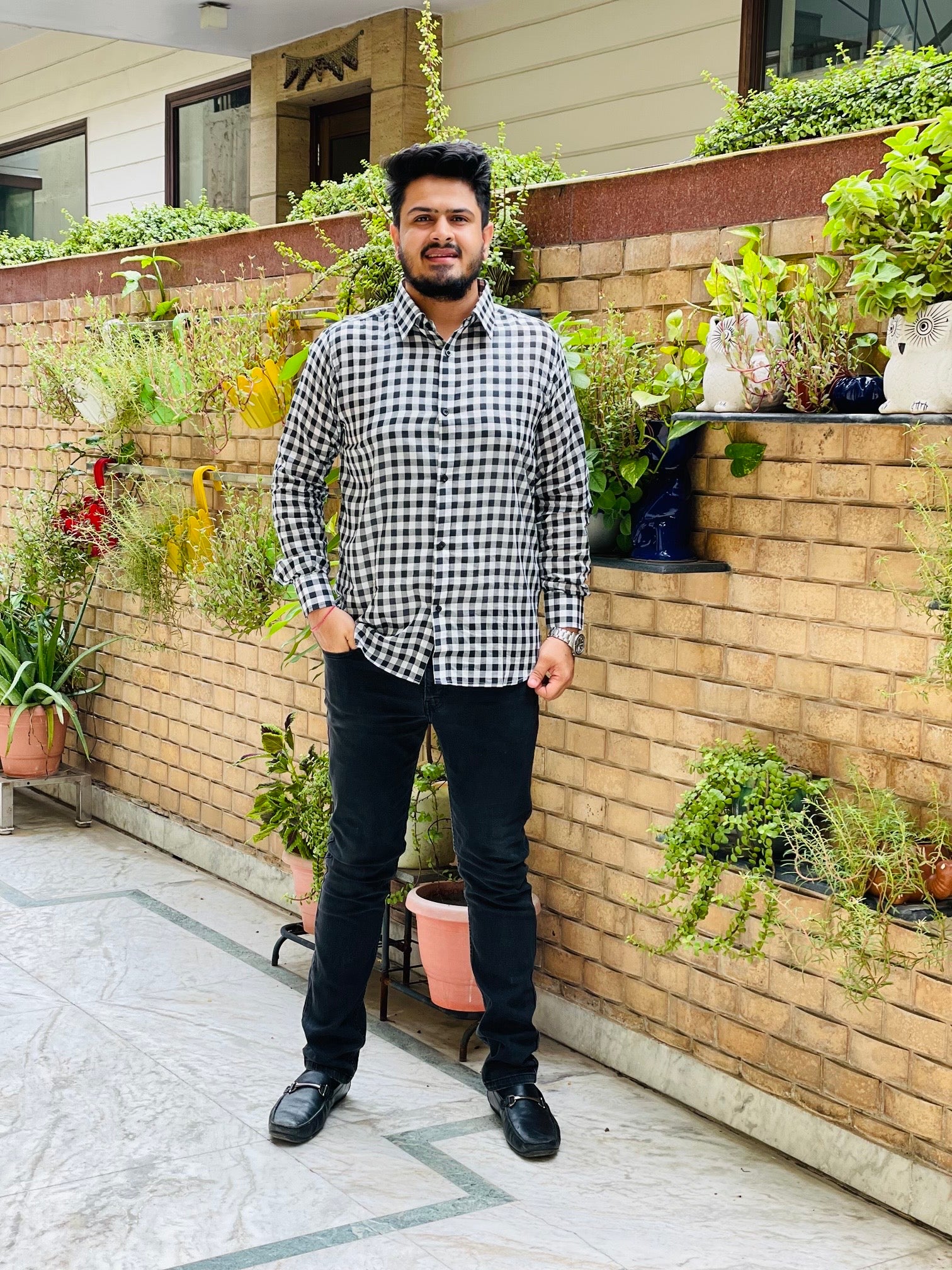 Menswear Monochrome Check Shirt