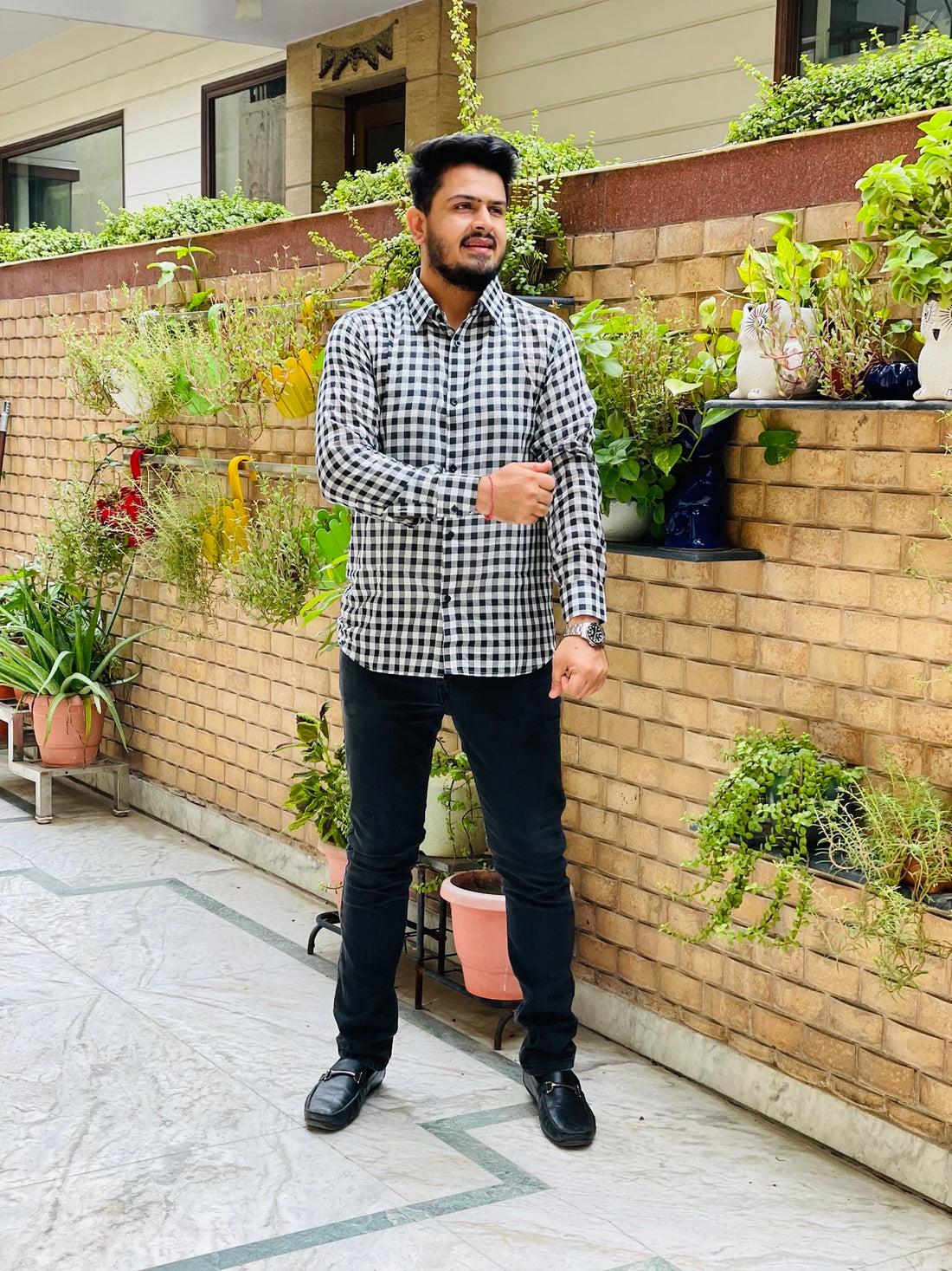 Menswear Monochrome Check Shirt