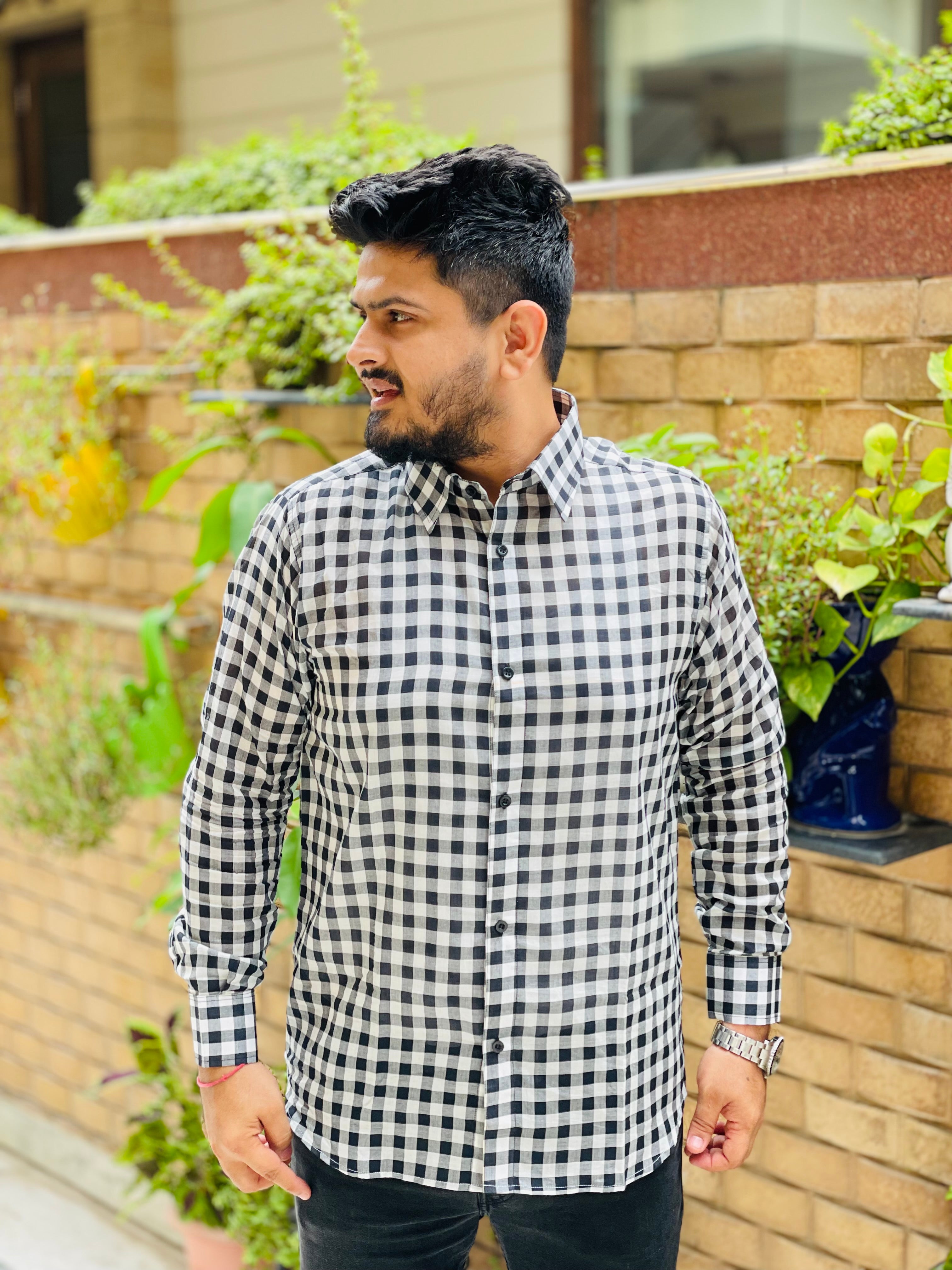 Menswear Monochrome Check Shirt