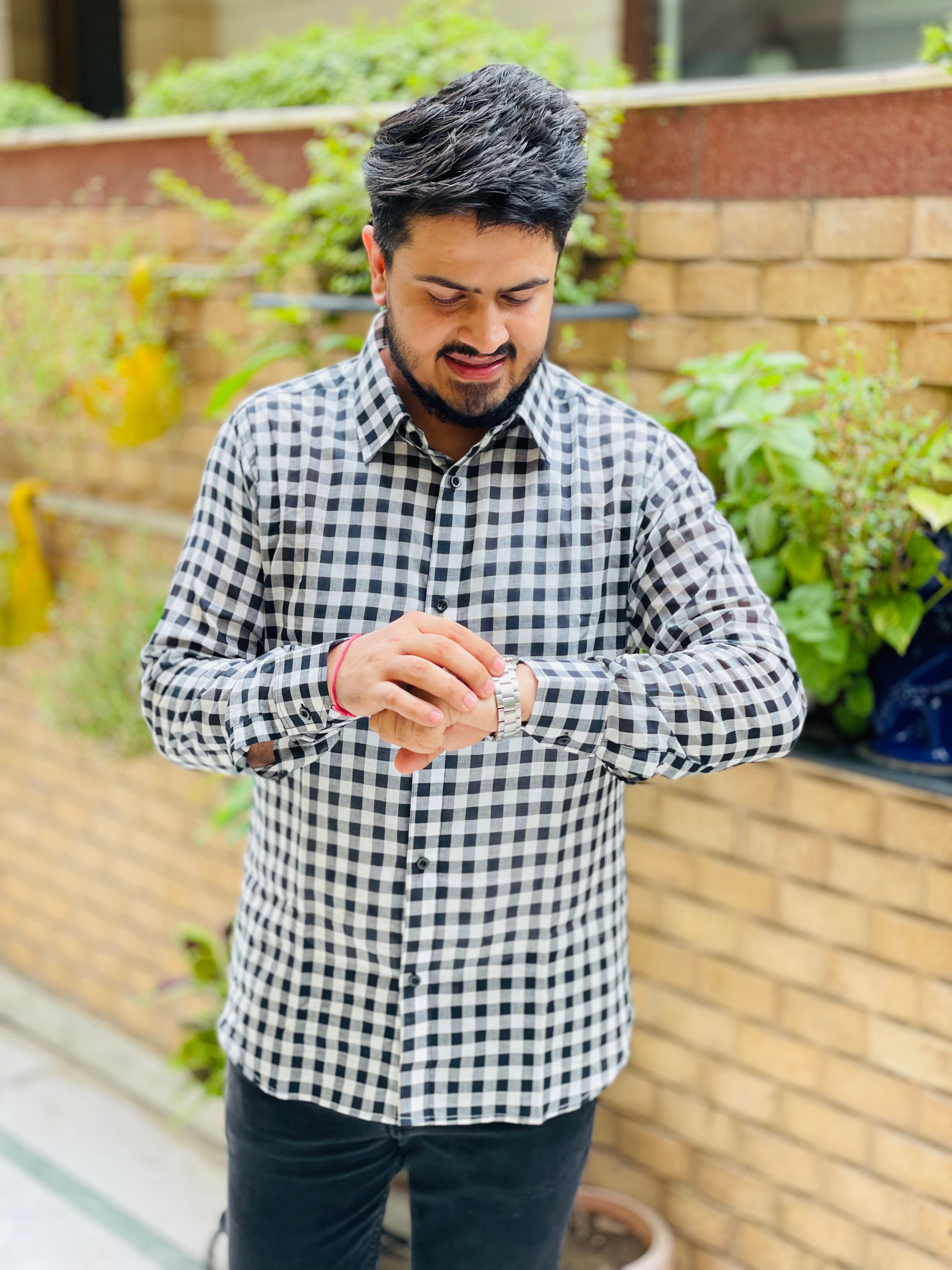 Menswear Monochrome Check Shirt