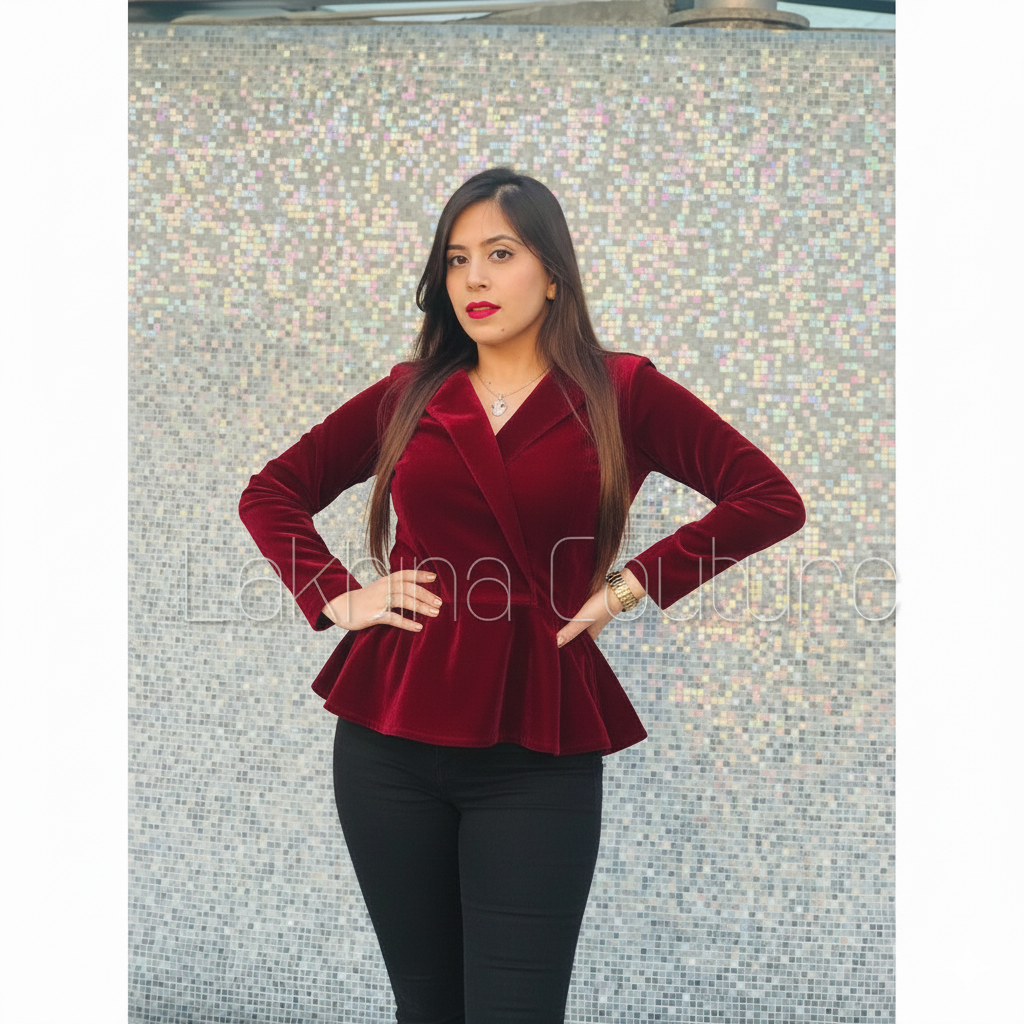 Maroon Peplum Top