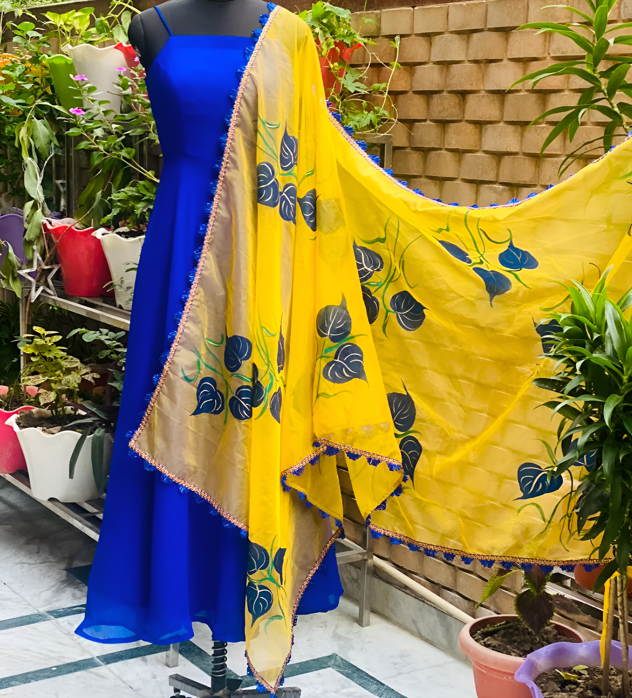Blue & Yellow Anarkali