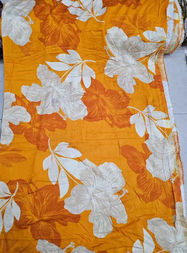 Rayon Cotton Floral Printed Fabric | Lakhina Couture - Look 7