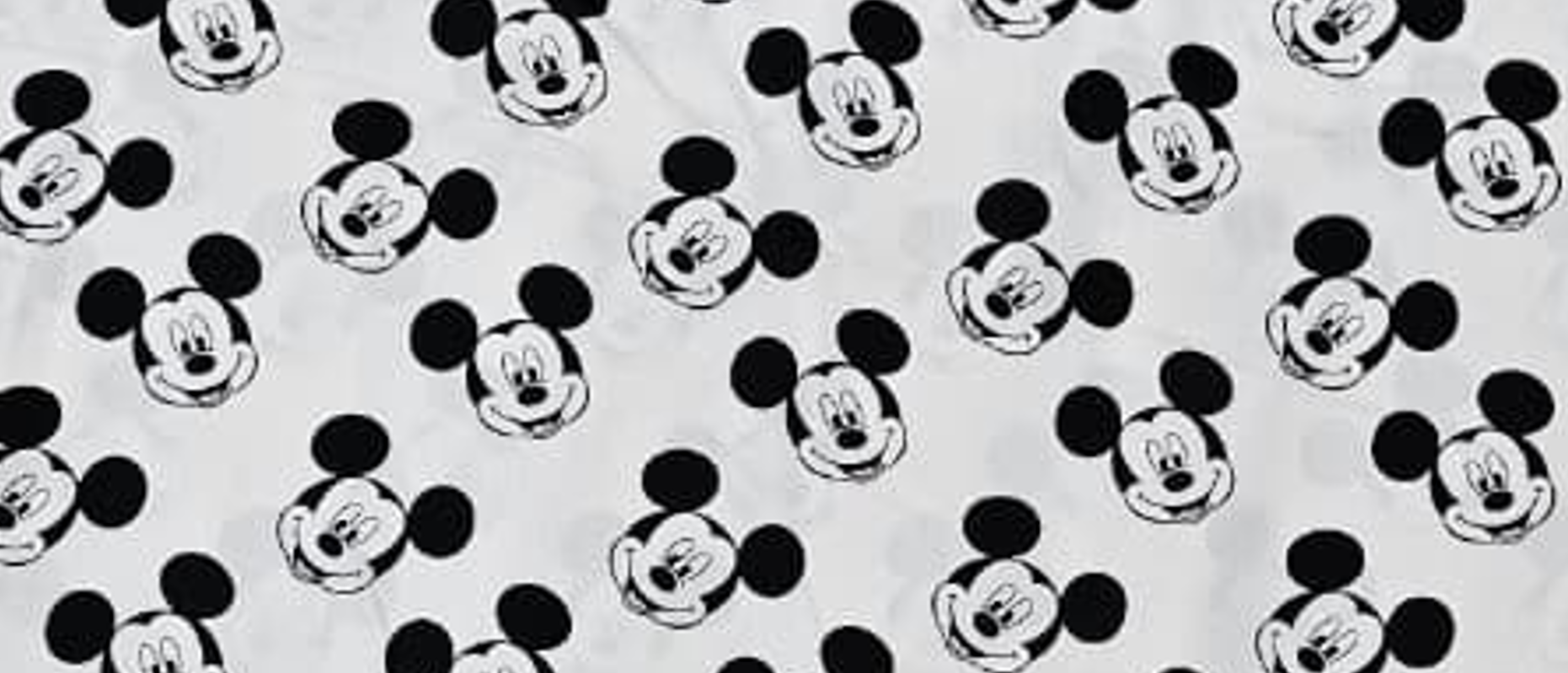 White Mickey Print Rayon Cotton Fabric