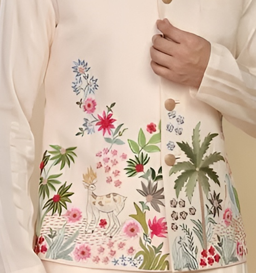 Men’s Dola Silk Embroidered Kurta Set