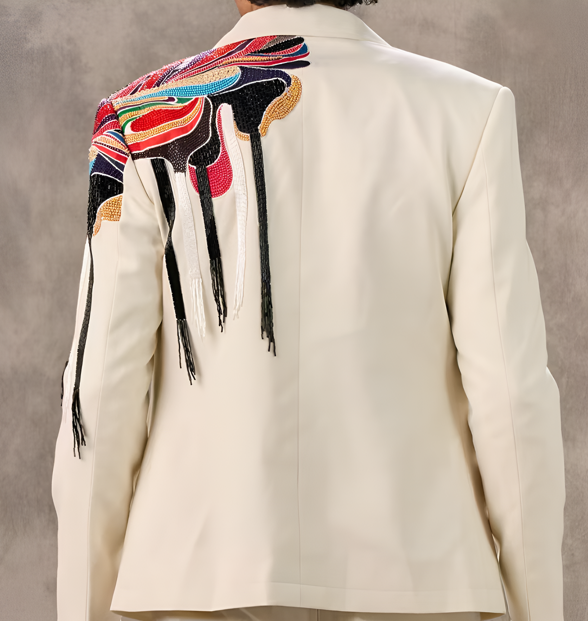 Men’s Cream Western Suit With Hand Embroidered Jacket