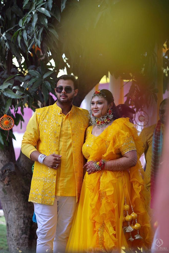 Menswear Yellow & White Kurta Set