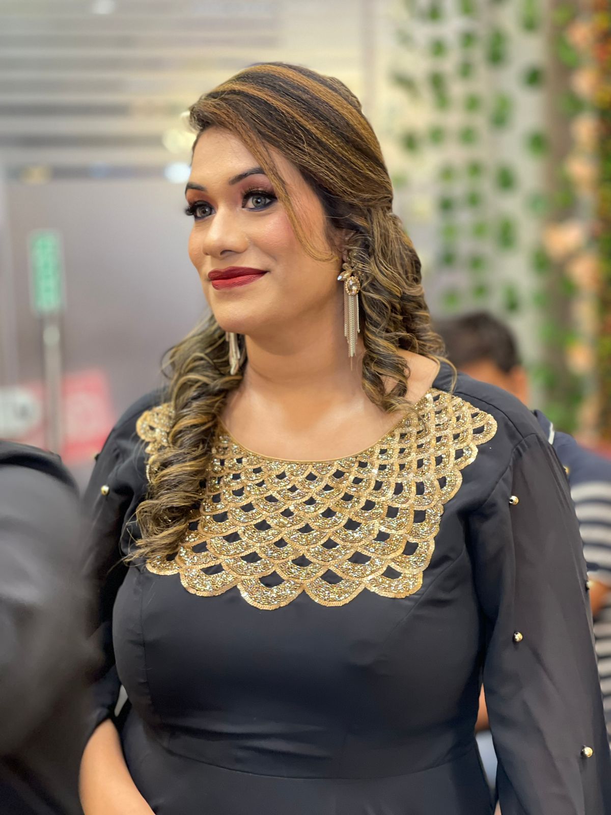 Black Embroidered Gown