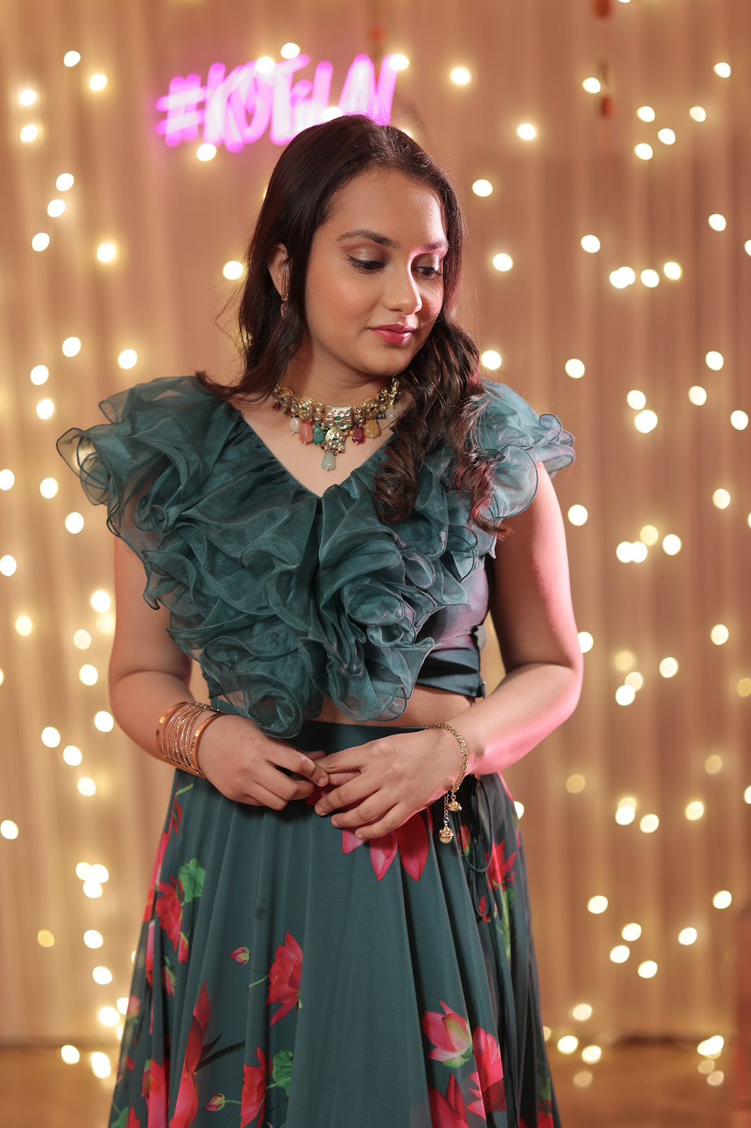 Forest Green Ruffled Blouse