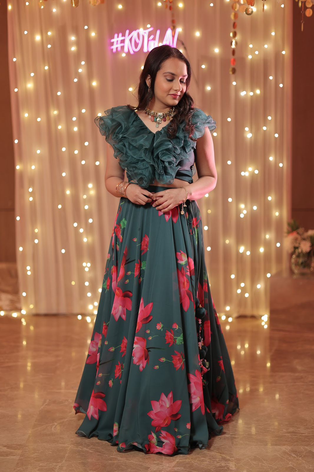 Forest Green Ruffled Blouse