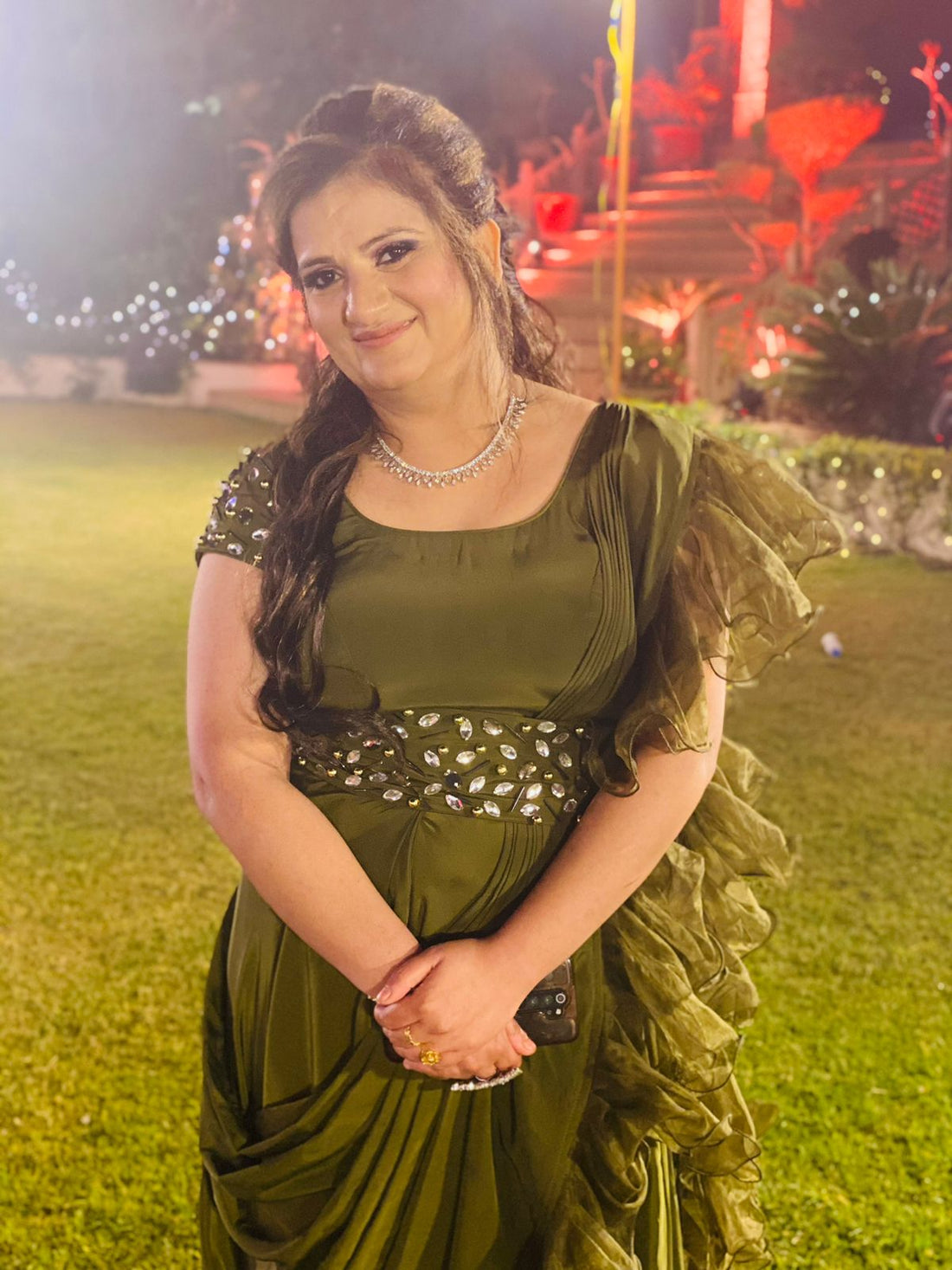 Olive Stone Work Saree