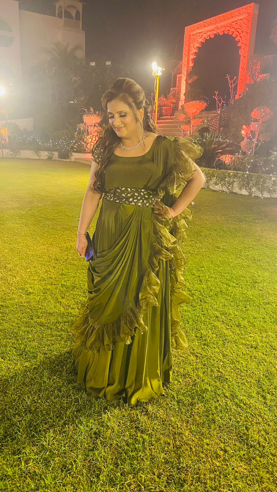 Olive Stone Work Saree