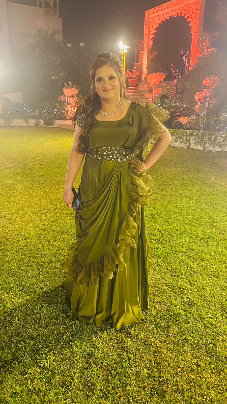 Olive Stone Work Saree