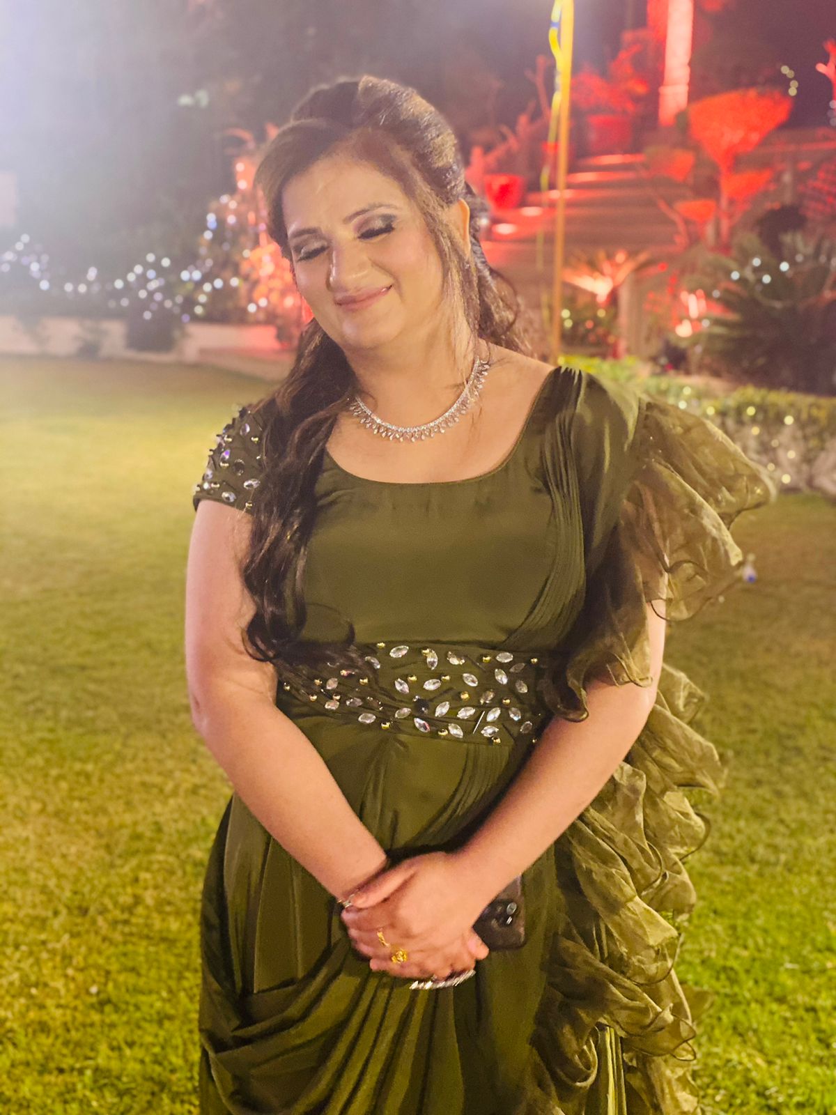 Olive Stone Work Saree