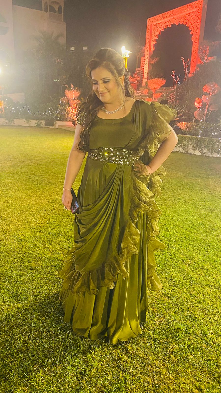 Olive Stone Work Saree