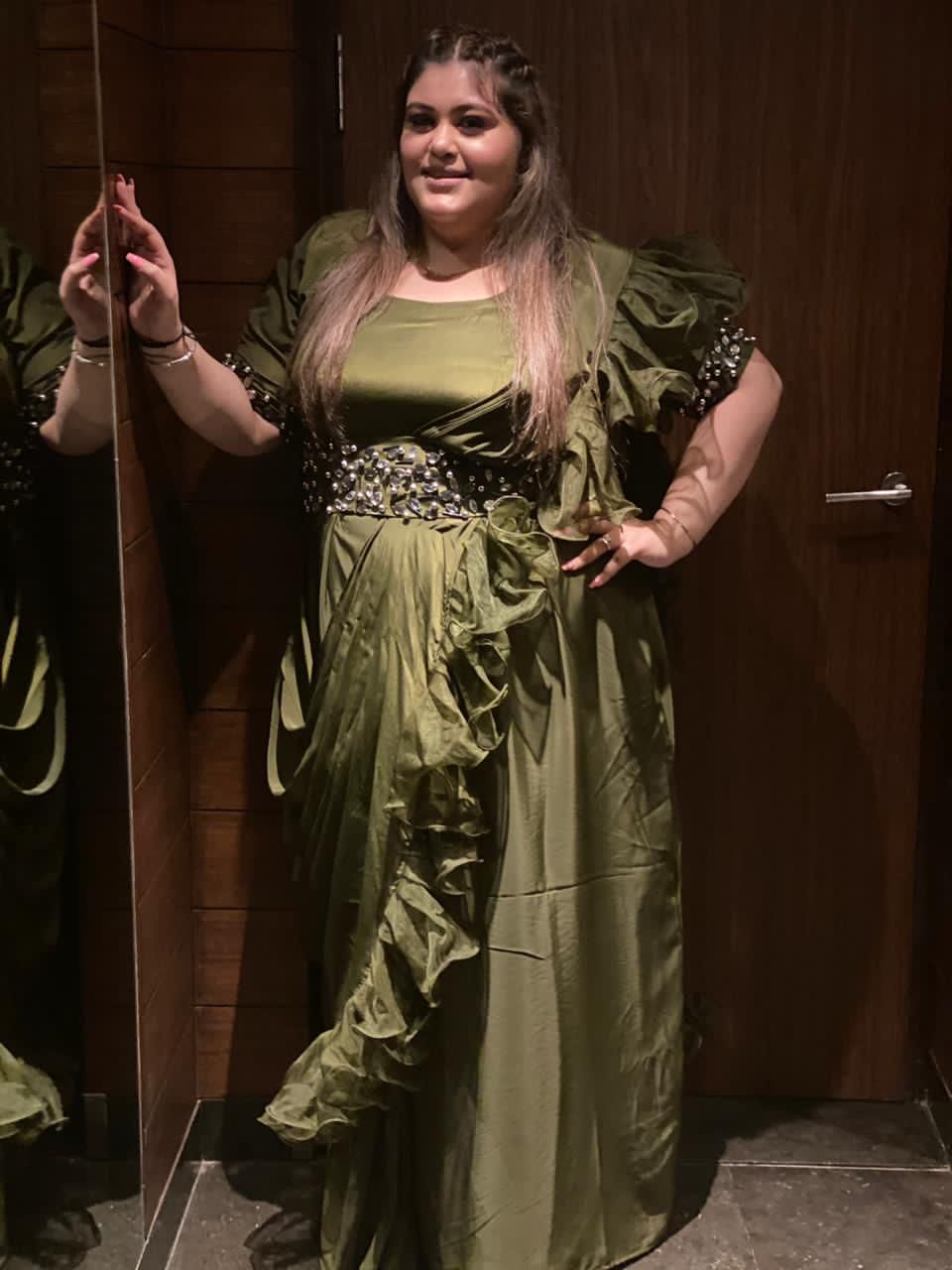 Olive Stones + Pearl Saree