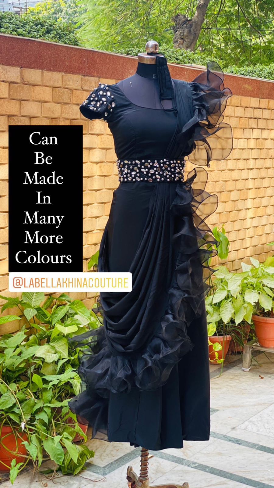 Black Stone Work Saree