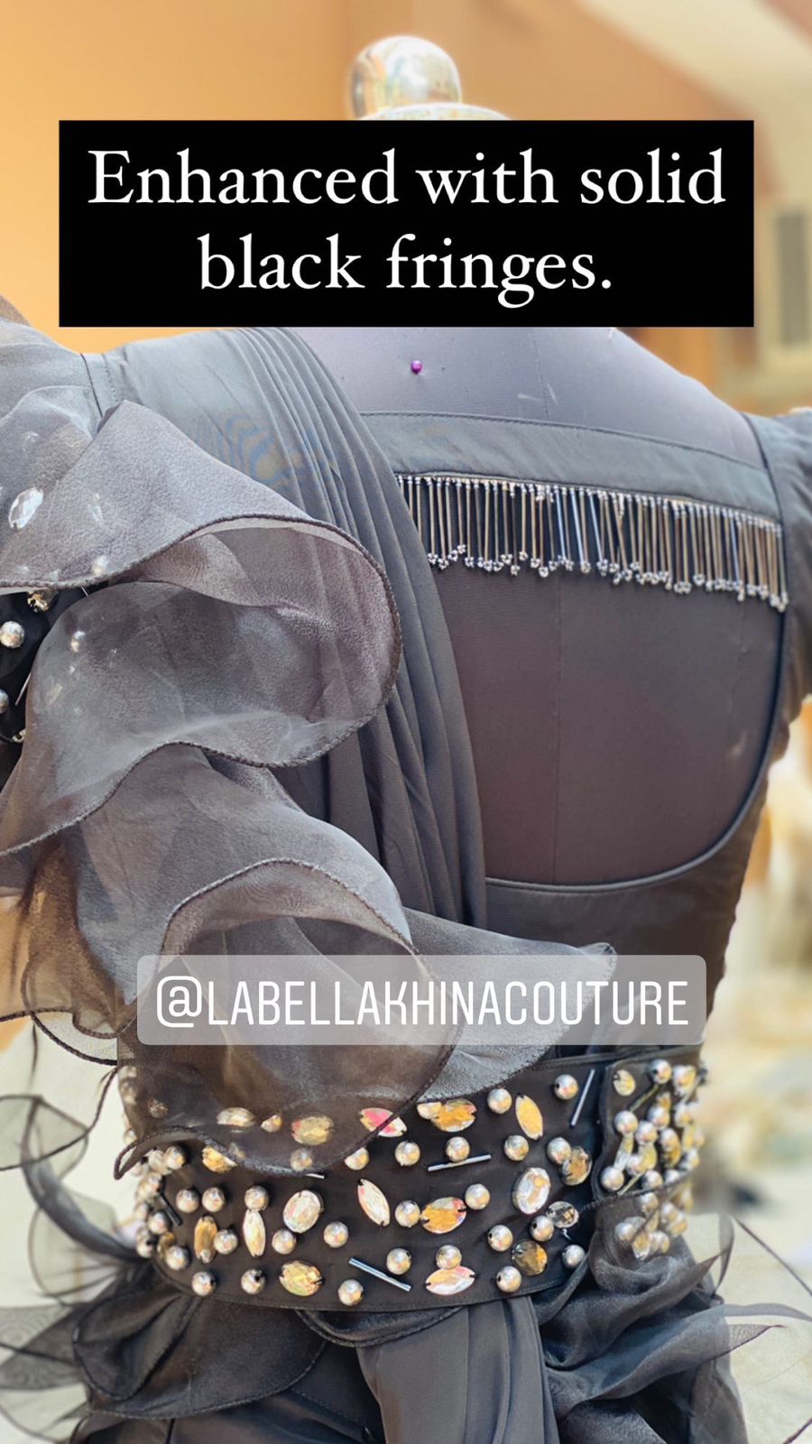 Black Stone Work Saree