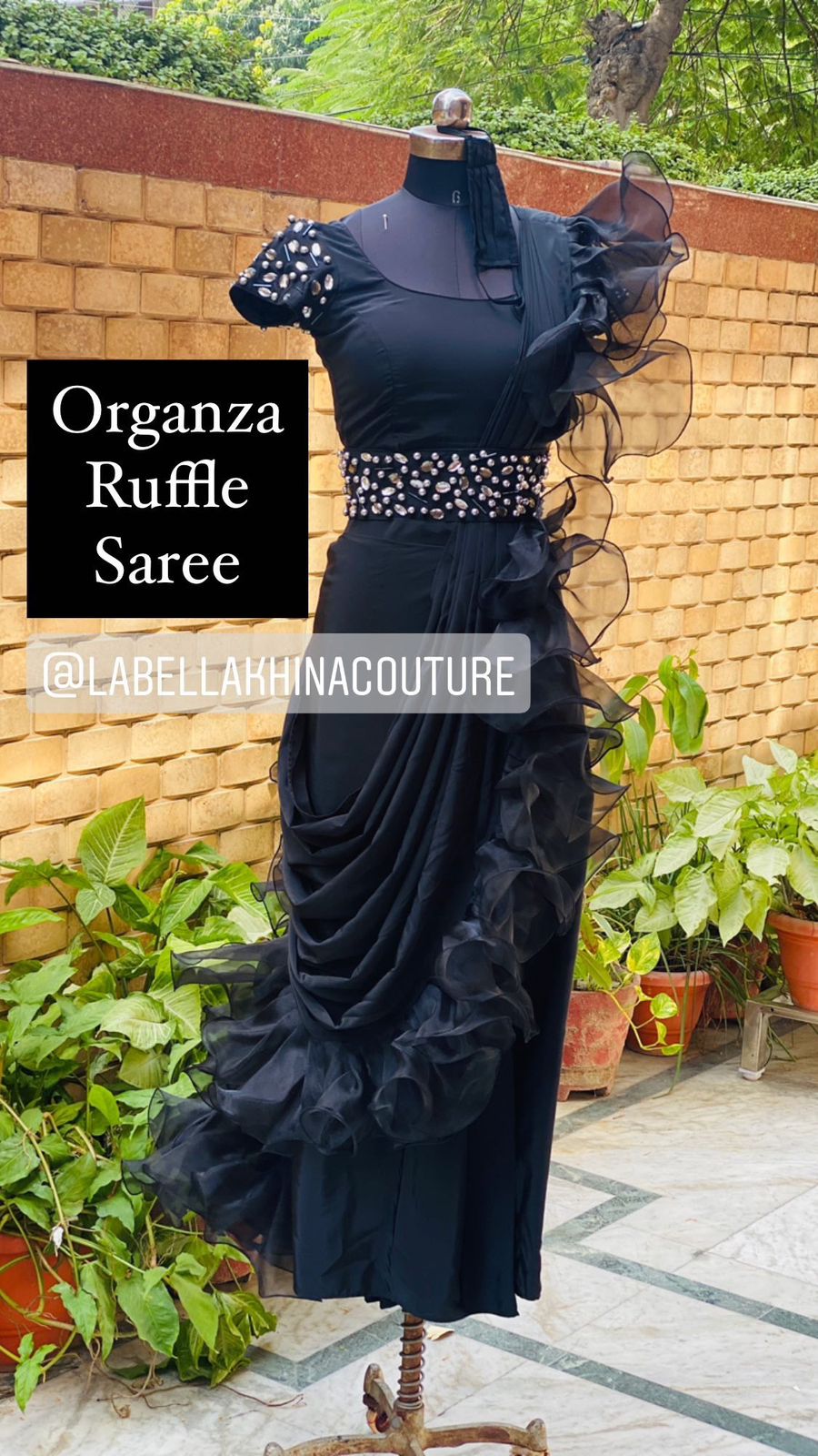 Black Stone Work Saree