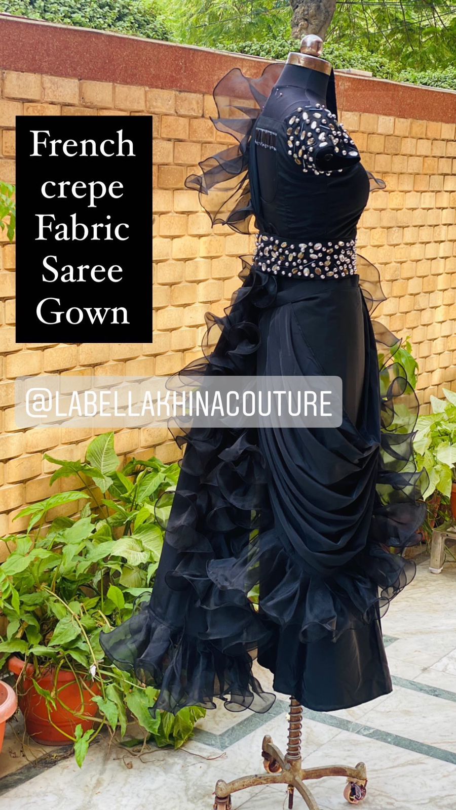 Black Stone Work Saree