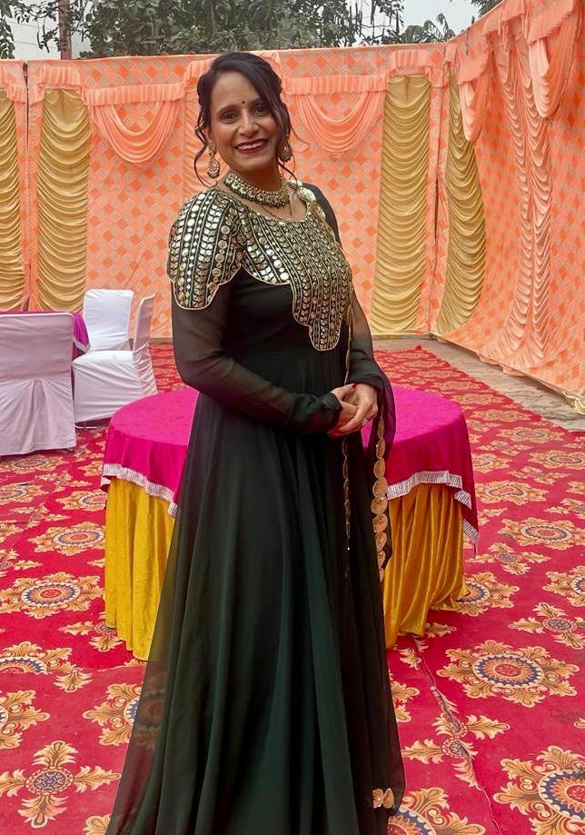 Bottle Green Faux Mirror Anarkali