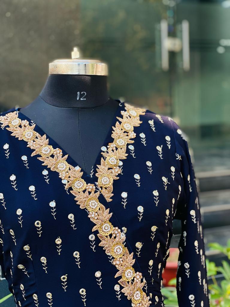 Navy Blue Motif Anarkali