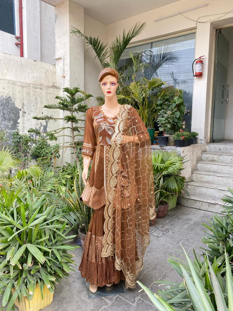 Luxurious Brown Garara Suit