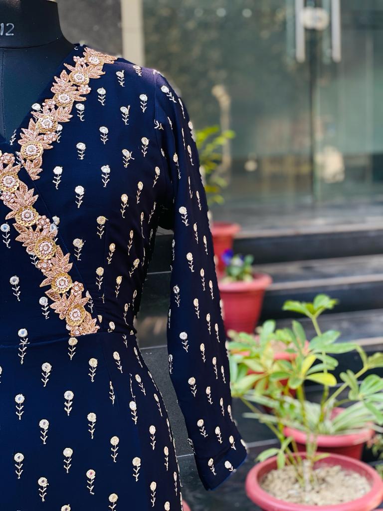 Navy Blue Motif Anarkali