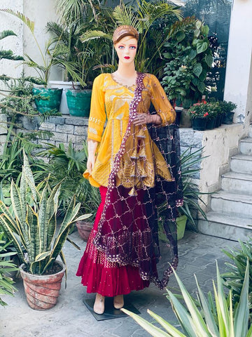 Tri colour garara suit