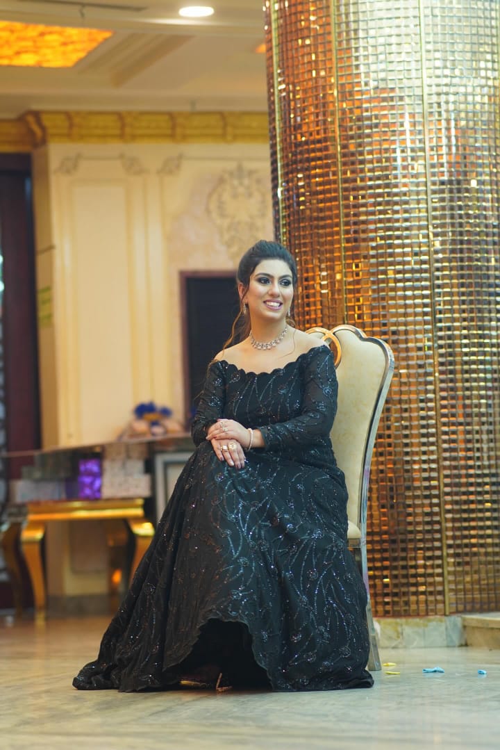 Black Floral Sequin Gown