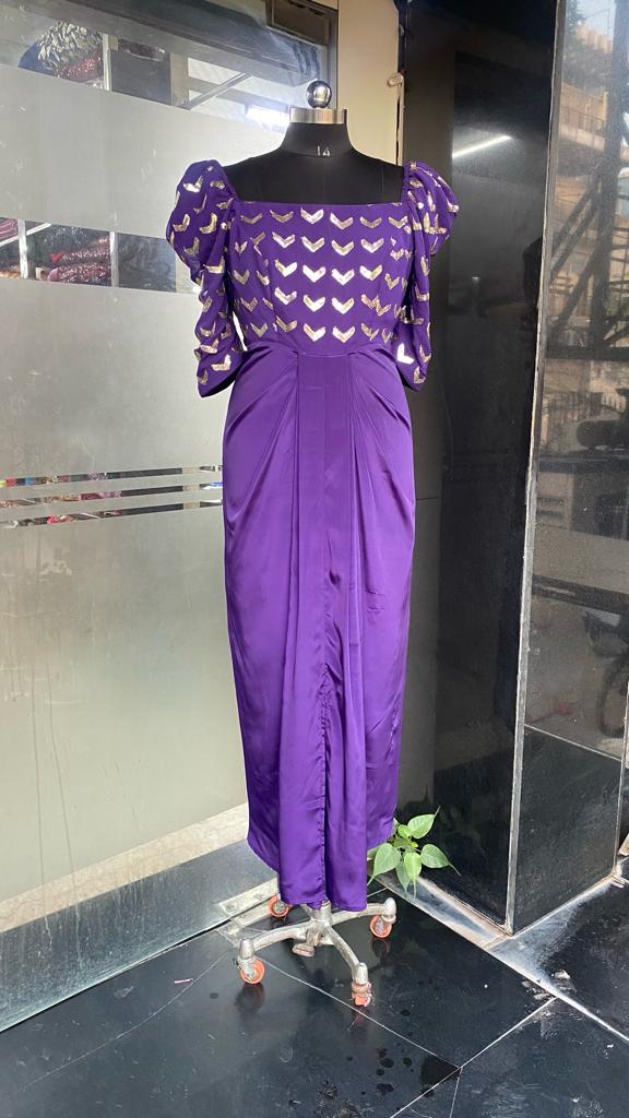 Purple Embroidered Drape